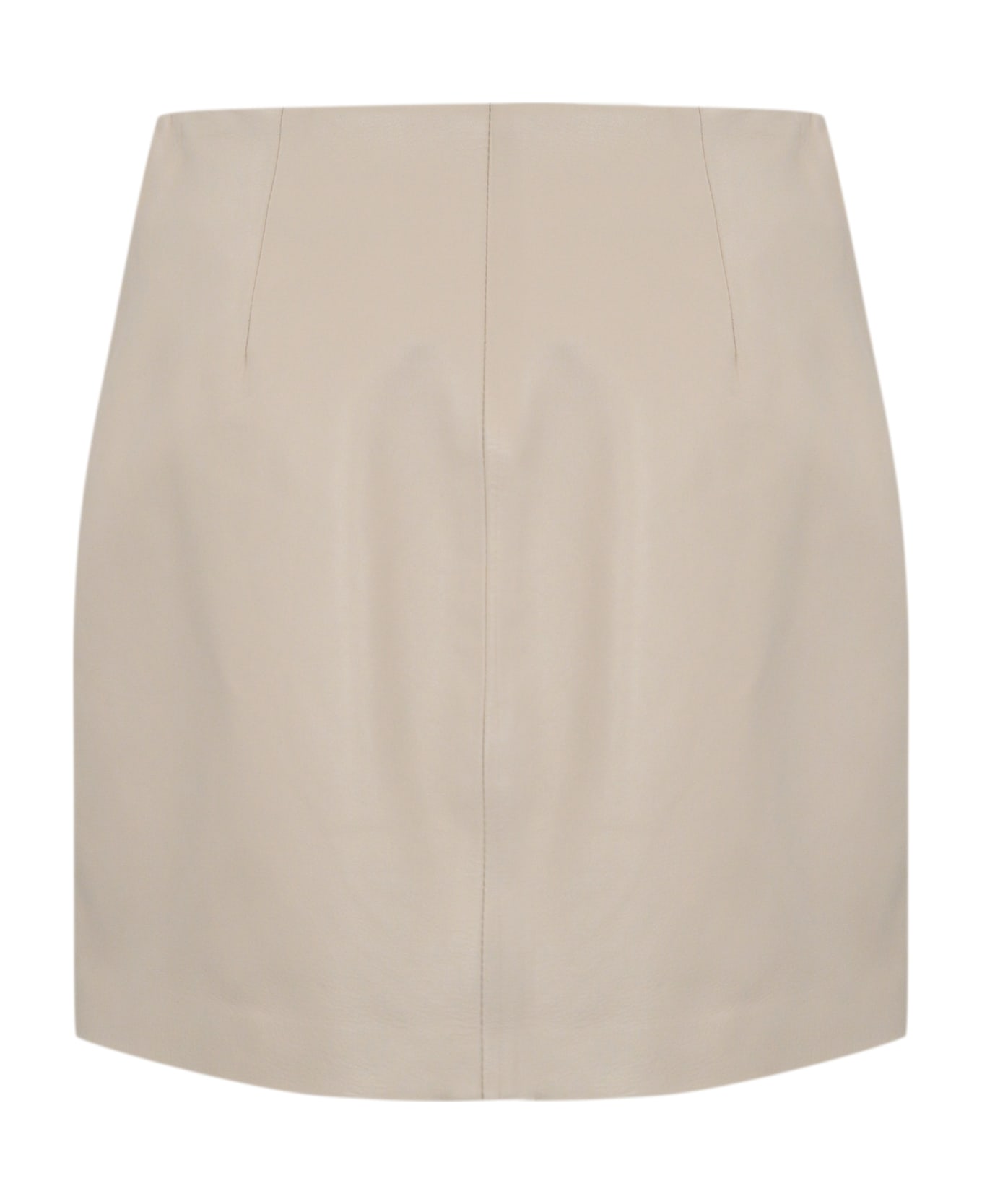 Elisabetta Franchi Leather Skirt With Floral Applications - BURRO