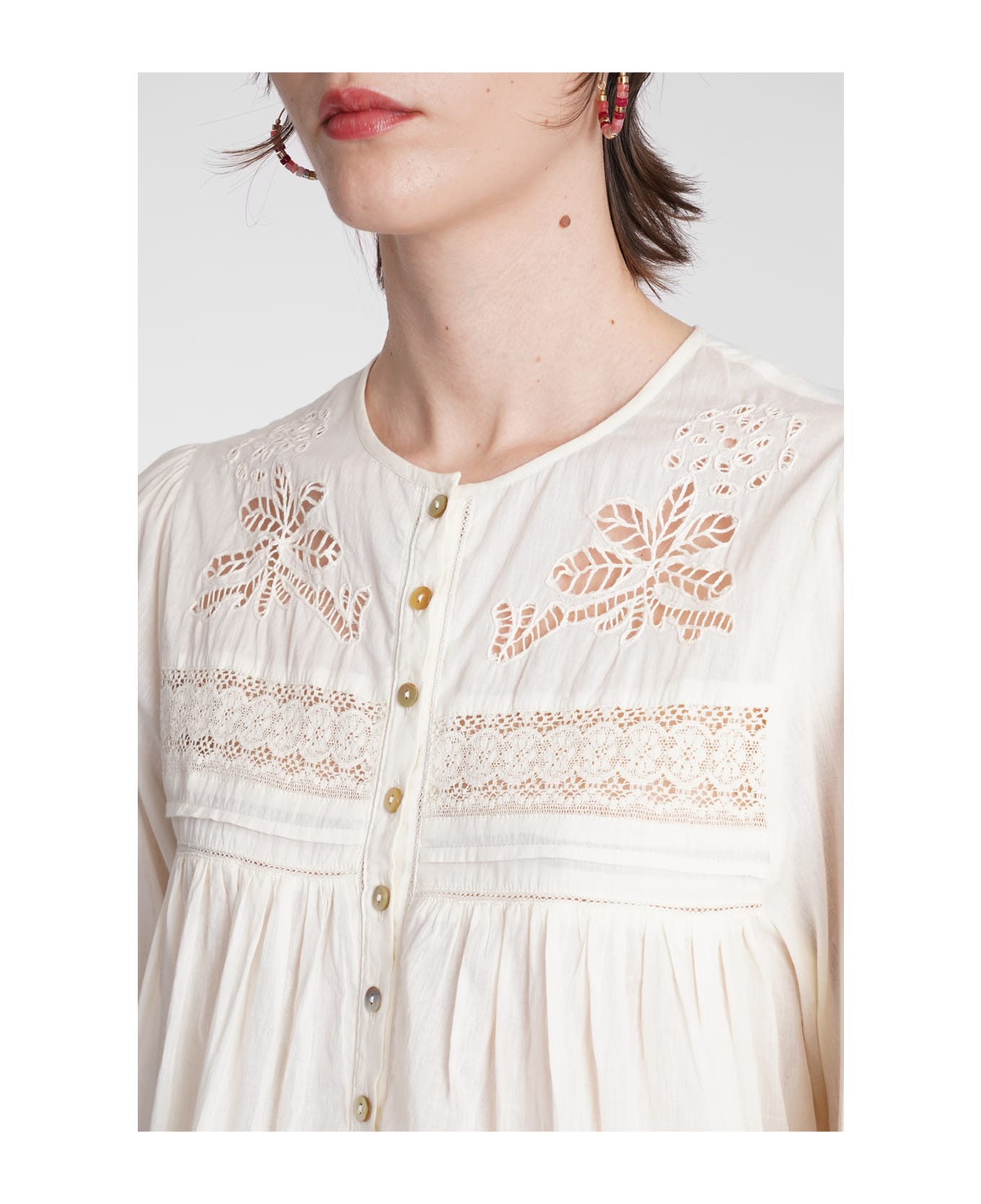 Antik Batik Aloha Shirt In Beige Cotton - CREAM