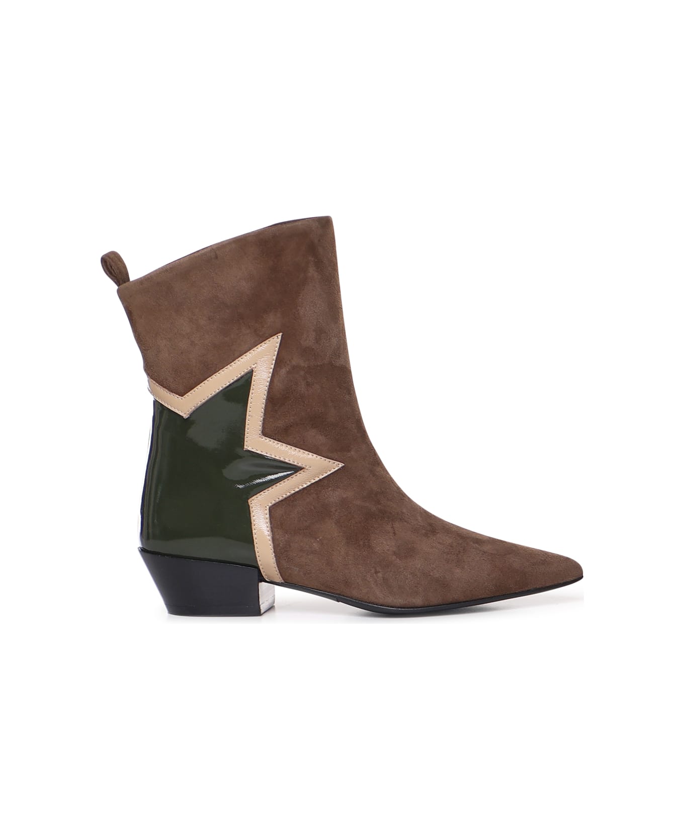 Marc Ellis Suede Texan Boot With Star - Brown
