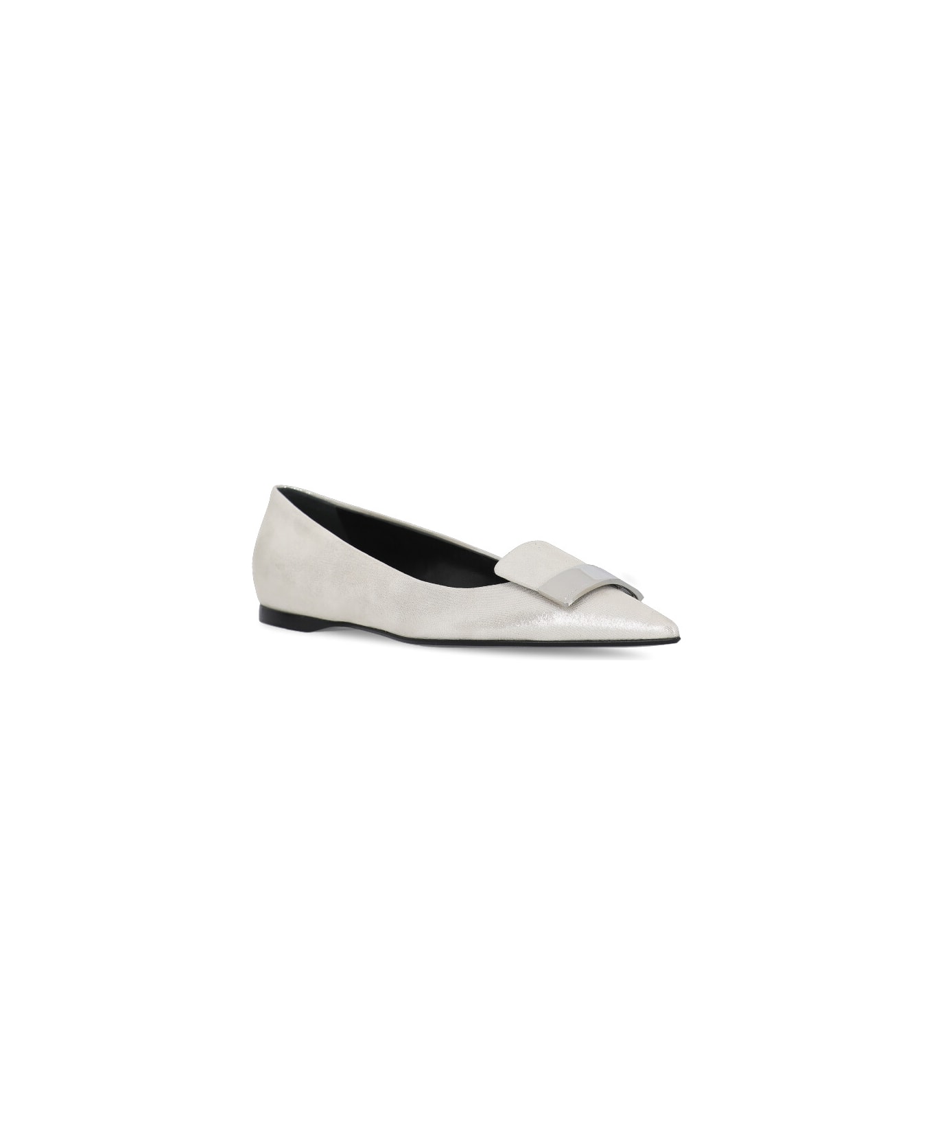 Sergio Rossi Leather Ballet Shoes - Silver