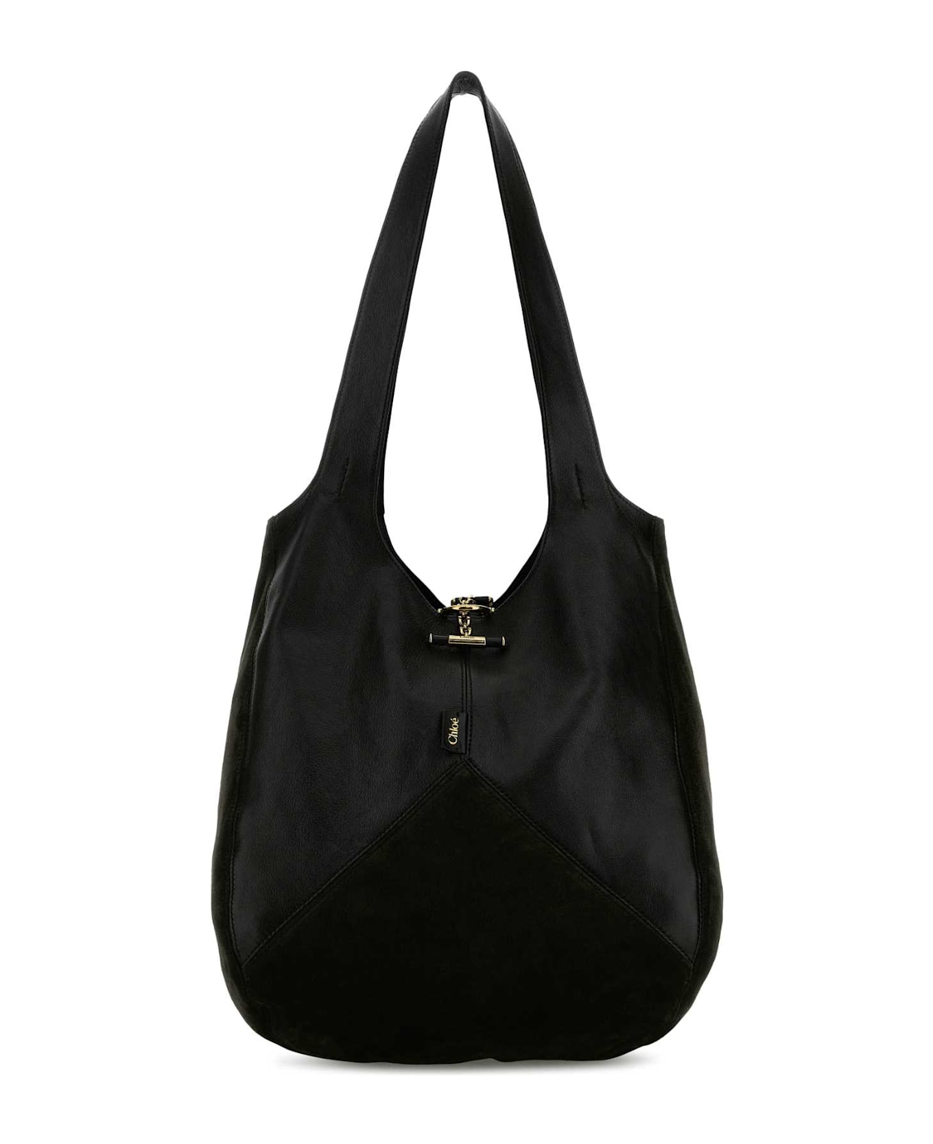 Chloé Black Suede And Leather Balloon Shopping Bag - BLACK