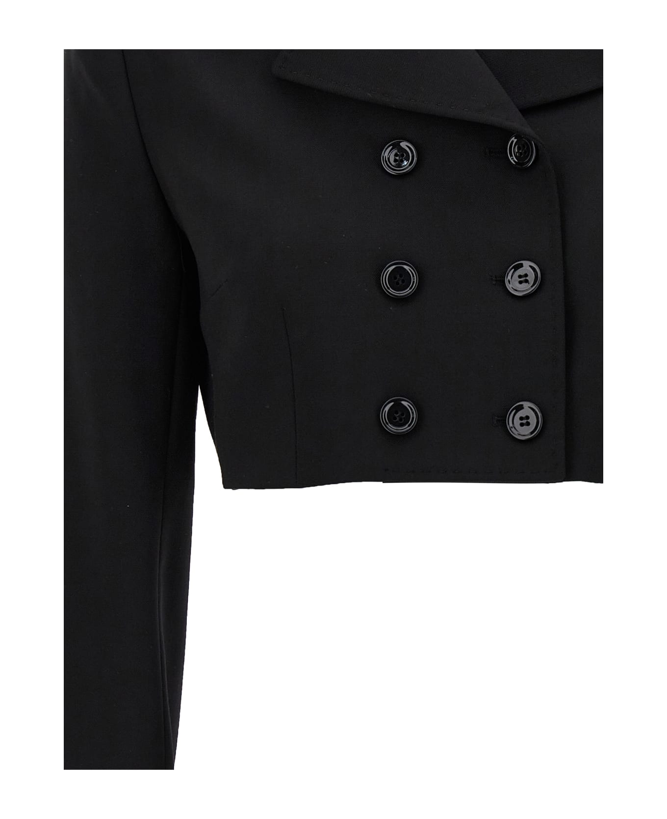 Dolce & Gabbana Double-breasted Cropped Stretch Wool Blazer - Black