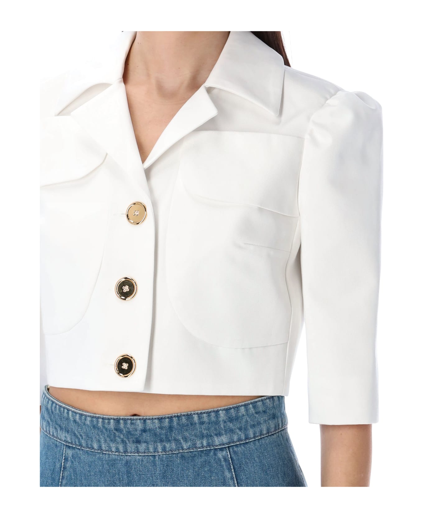 Patou Short Sleeves Cotton Jacket - WHITE