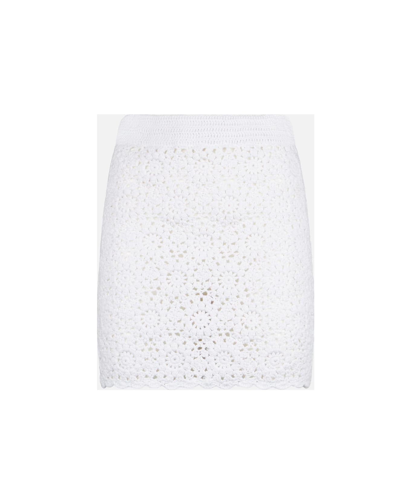 MC2 Saint Barth White Crochet Mini Skirt - WHITE