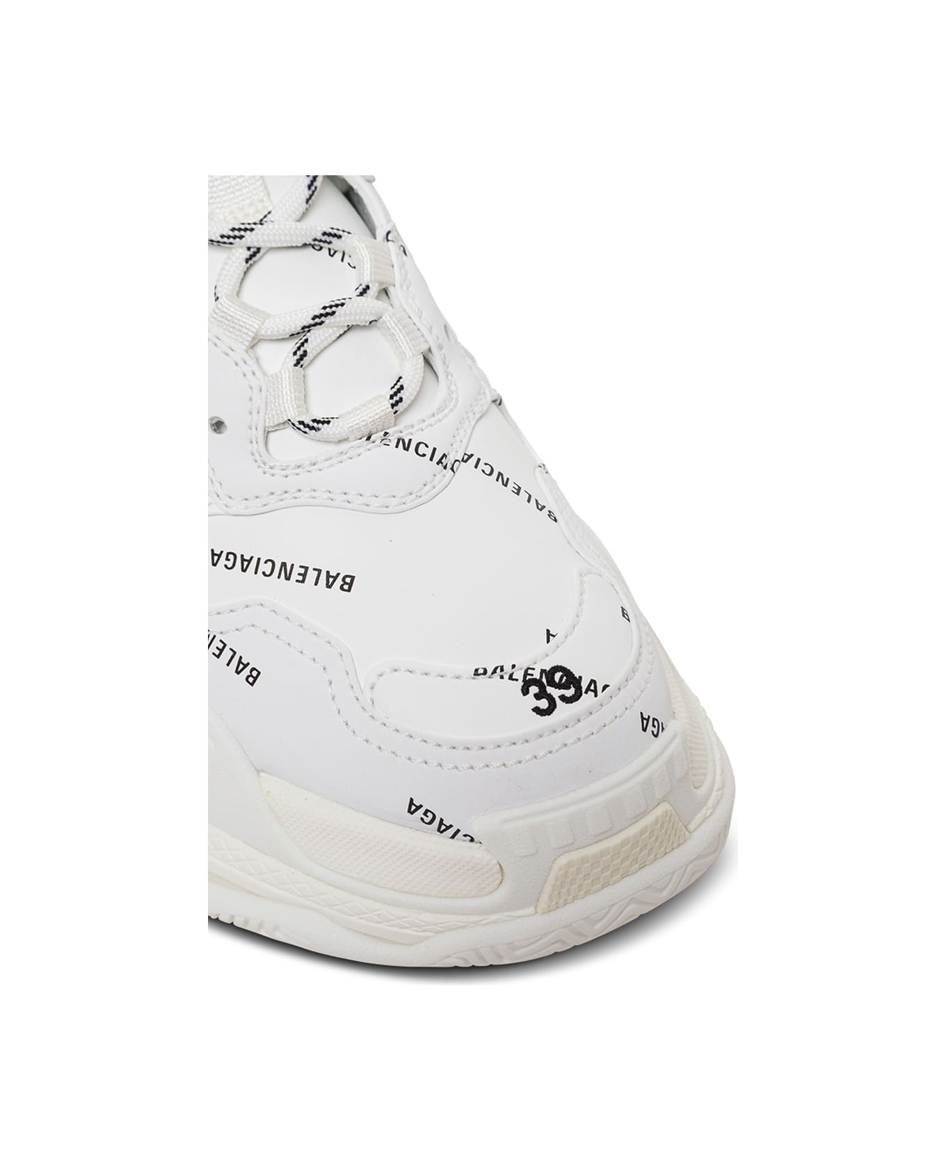 Balenciaga Triple S Sneakers With Allover Logo Print - White