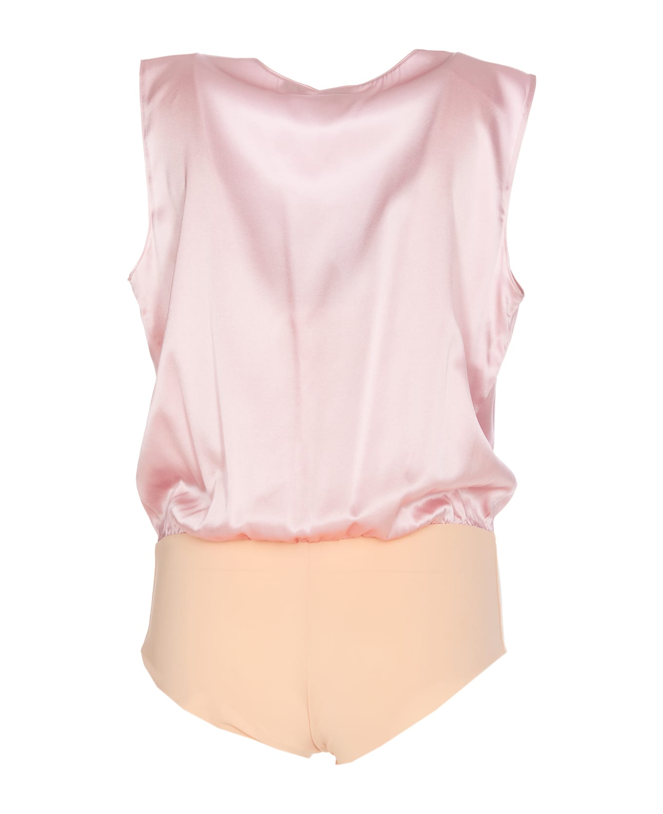 Pinko Stretch Silk Draped Bodysuit - Pink