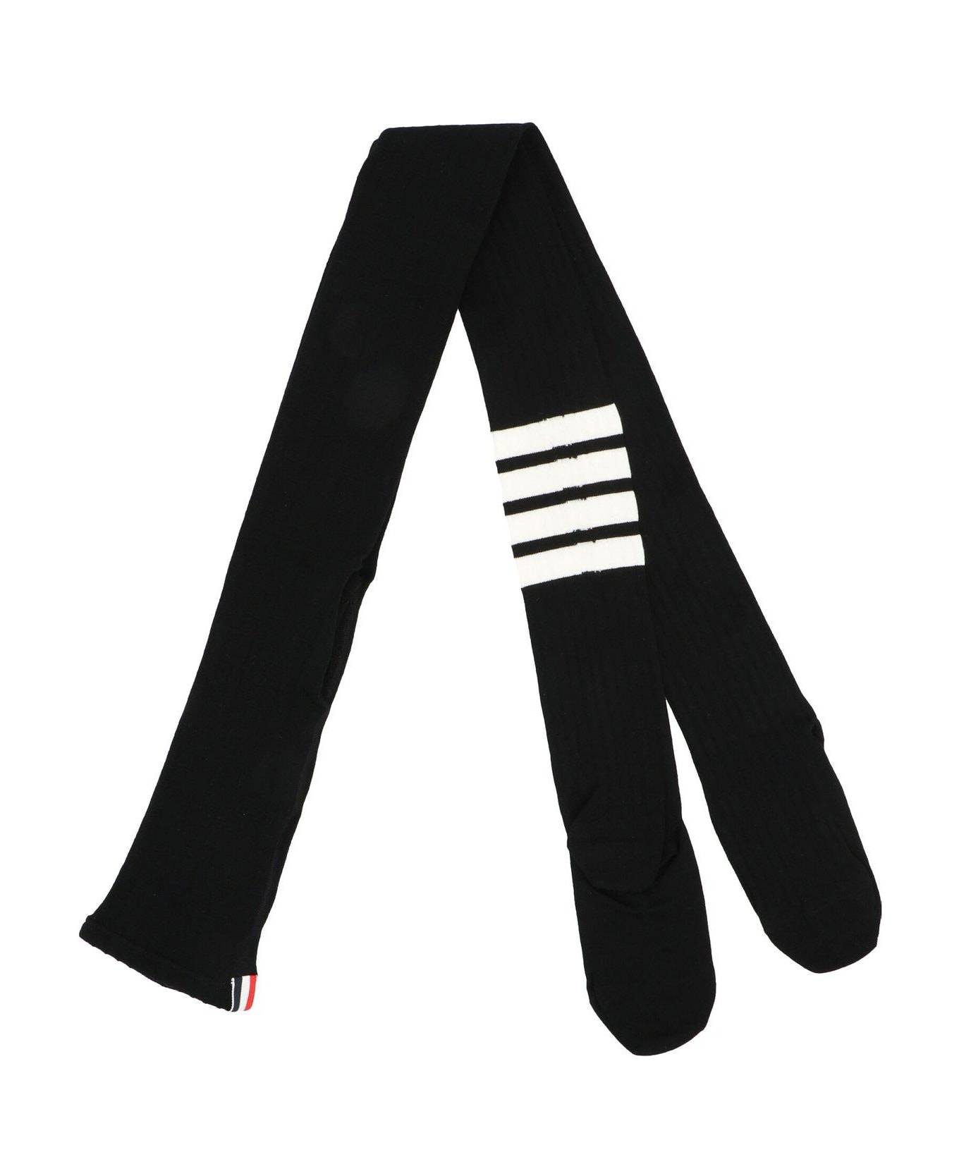 Thom Browne 4 Bar Striped Ribbed Tights - Black