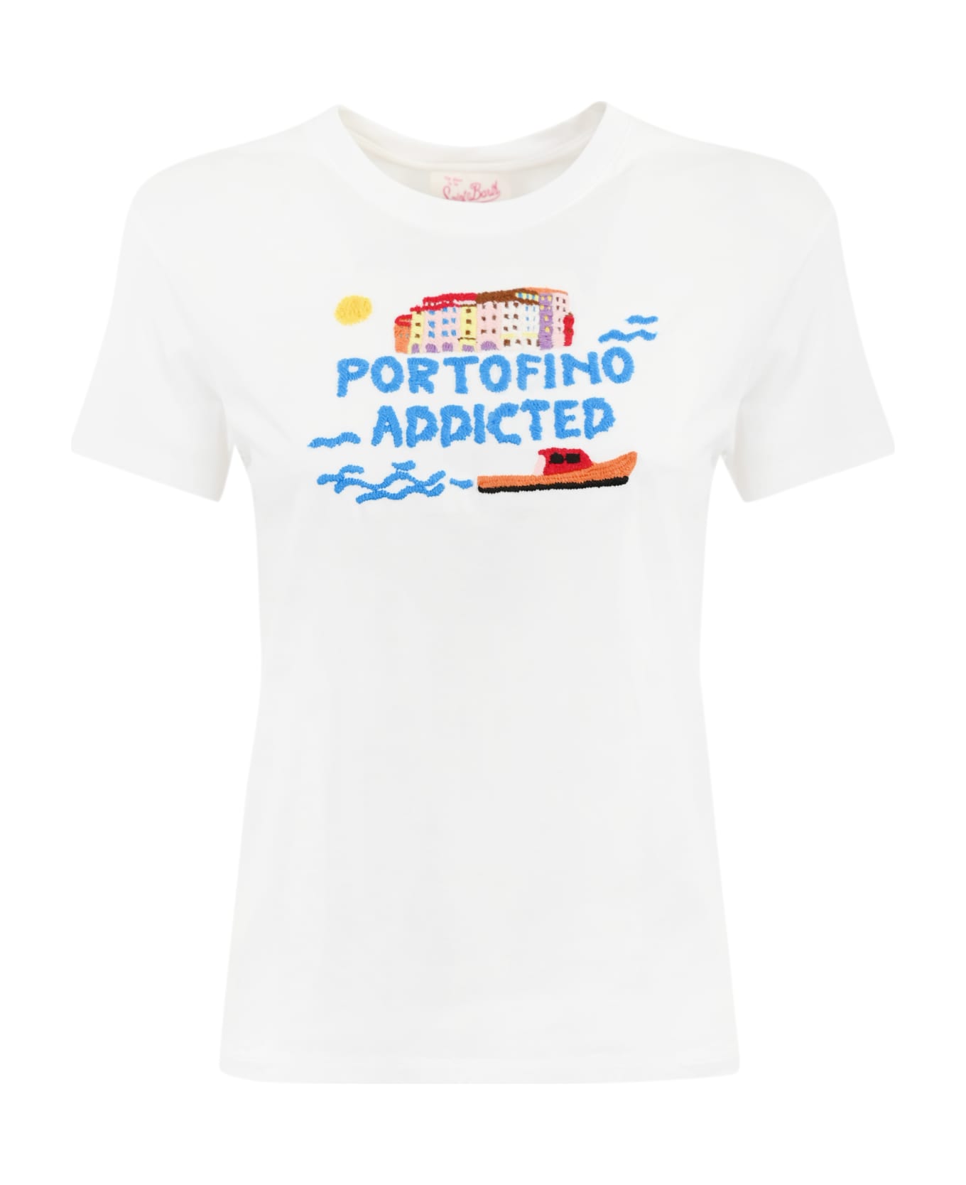 MC2 Saint Barth Emilie T-shirt With Portofino Addicted Embroidery - Bianco