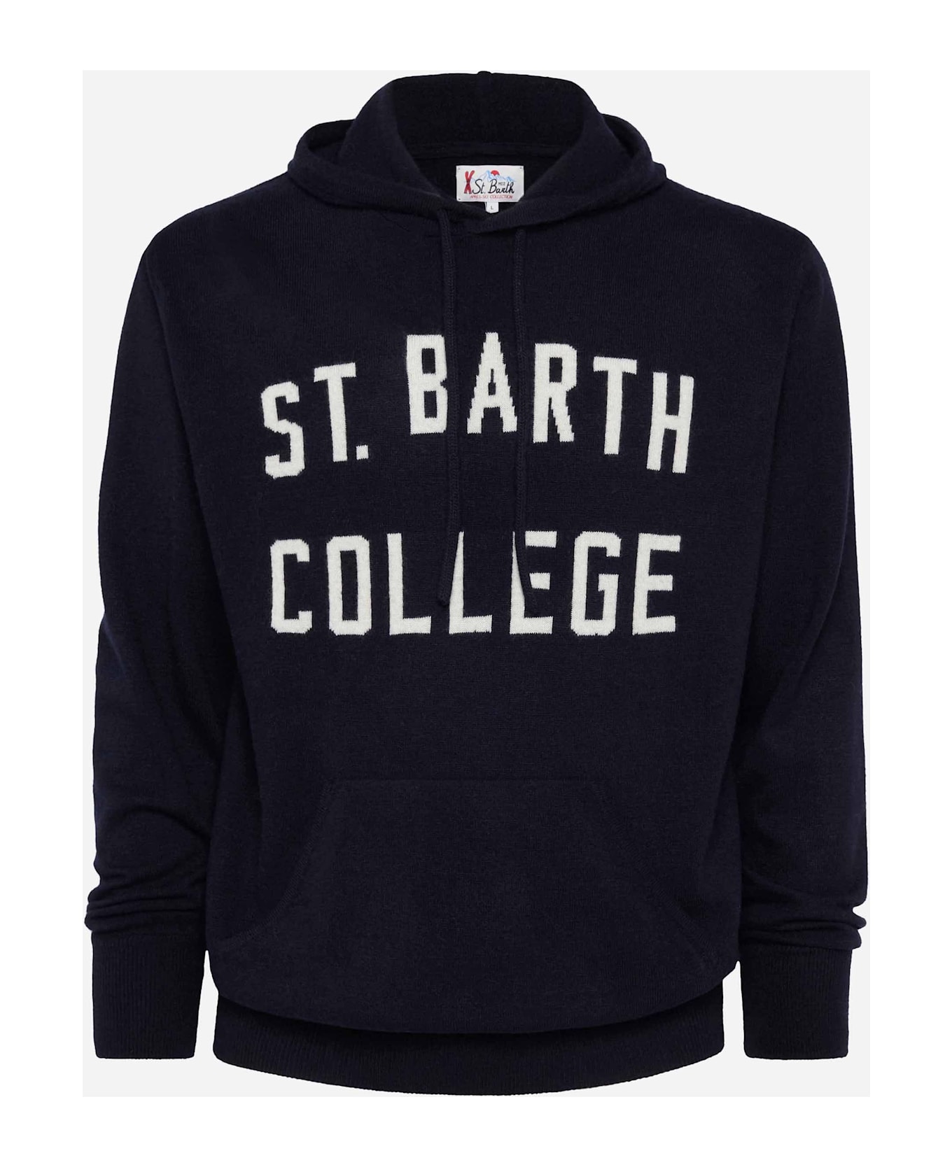 MC2 Saint Barth Blended Cashmere Hooded Sweater Wood - BLUE