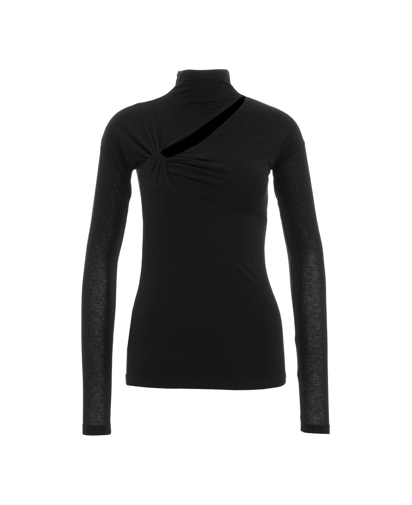Pinko Cut-out Detail Longsleeved Top - Nero