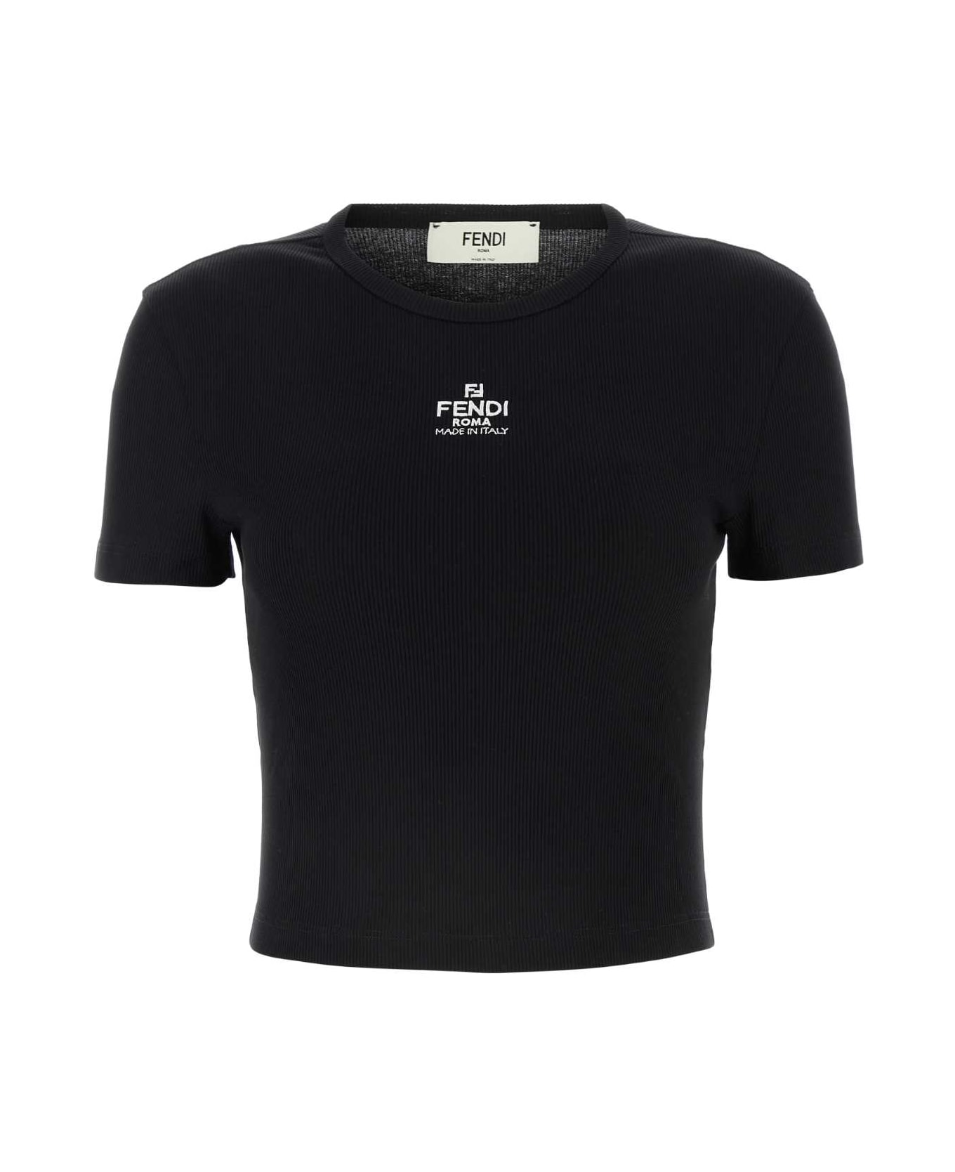 Fendi Black Stretch Cotton T-shirt - Black