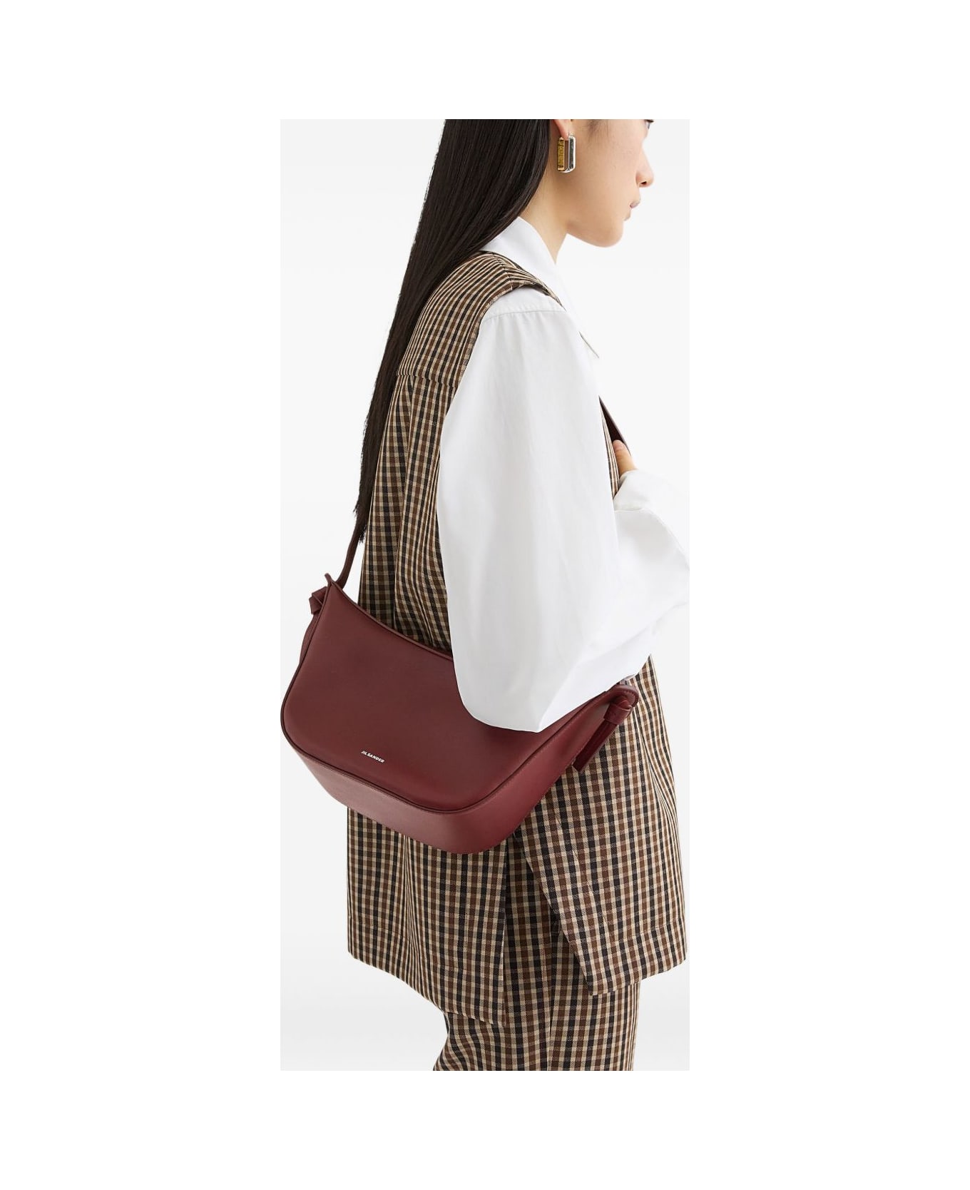 Jil Sander Knot Small Leather Crossbody Bag - Bordeaux