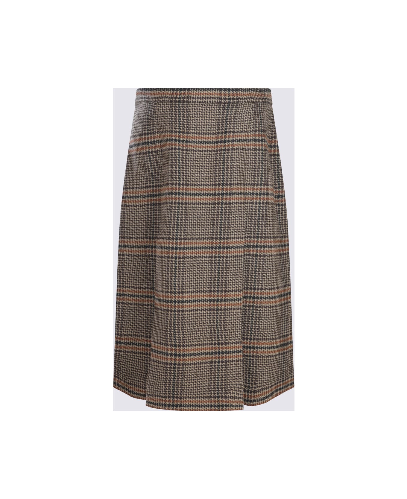 Saint Laurent Brown Wool Skirt - MARRON/BEIGE/ROUX