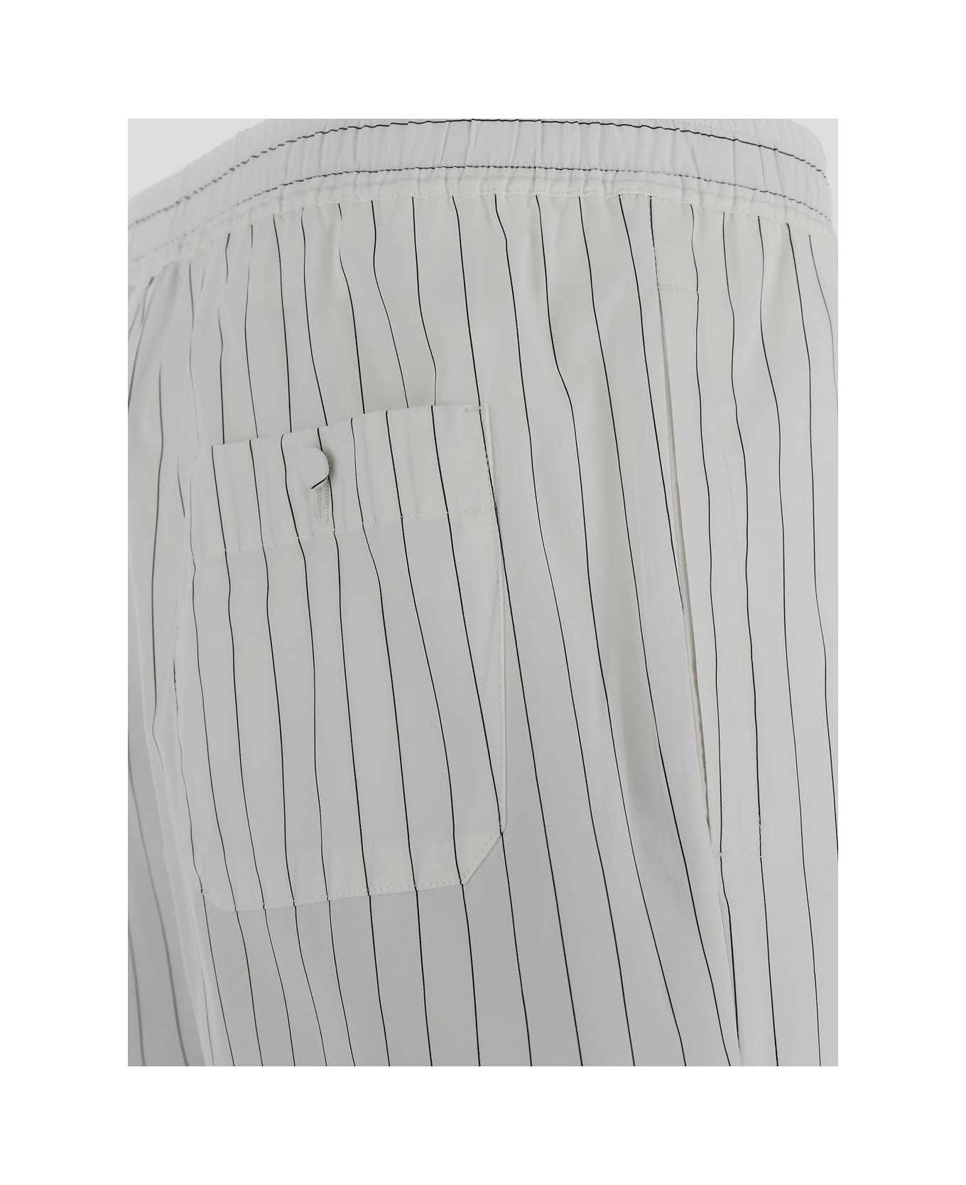 Dolce & Gabbana Striped Elastic Waist Poplin Bermuda Shorts - WHITE ショートパンツ