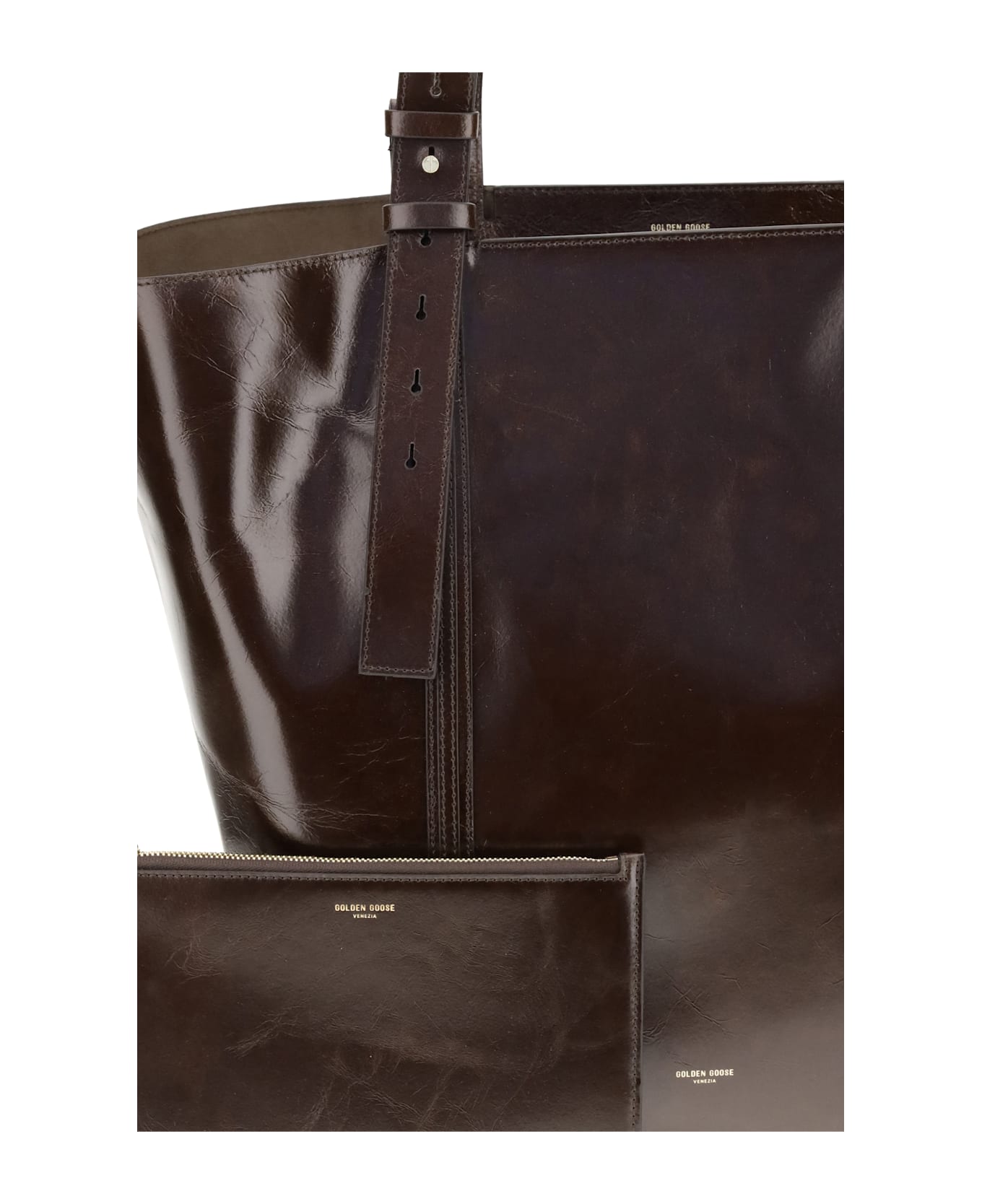 Golden Goose Leather Tote Bag - Marrone