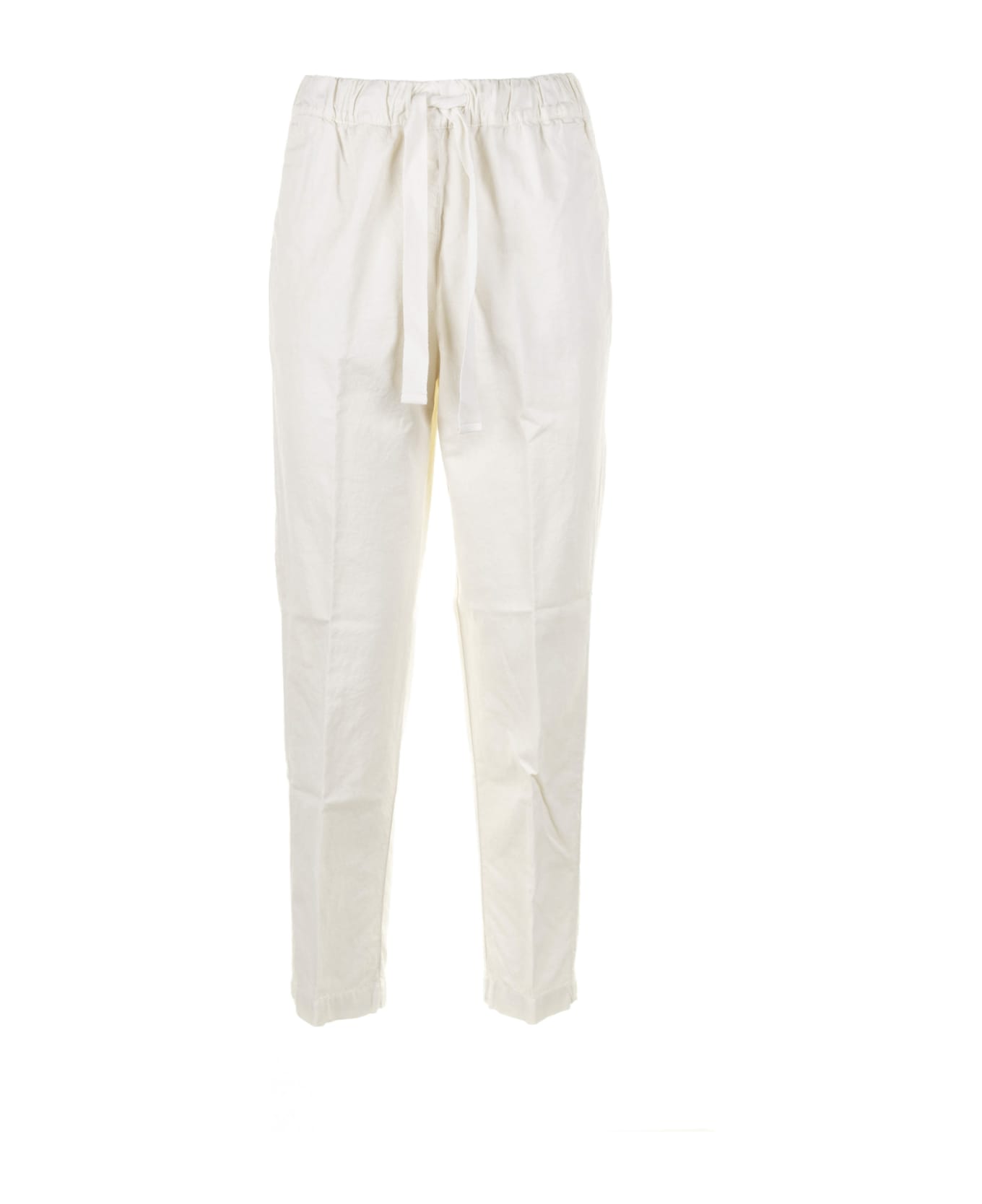 Myths White High-waisted Trousers With Drawstring - OFF WHITE ボトムス