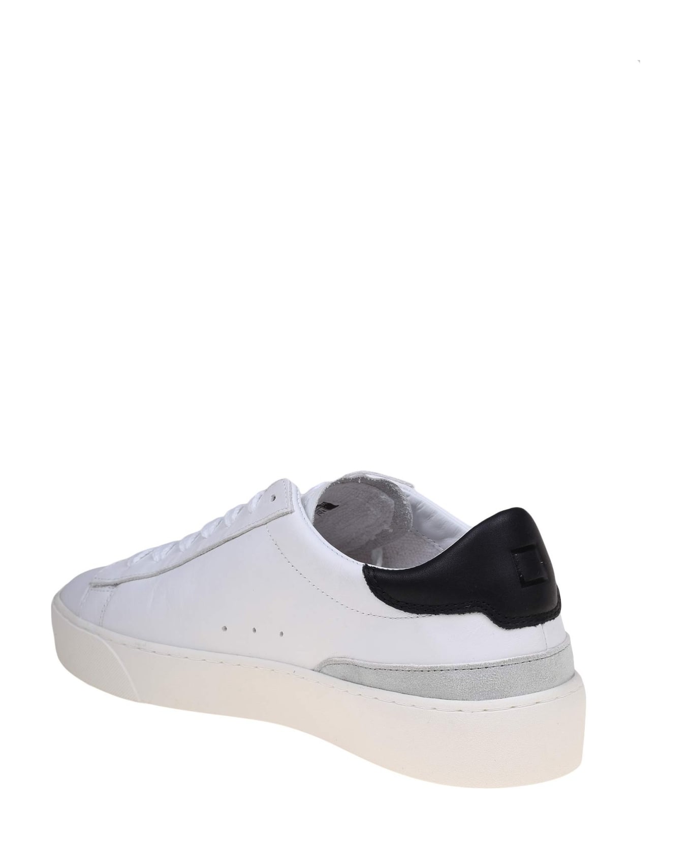D.A.T.E. Sonica Sneakers In White/black Leather - White/Black