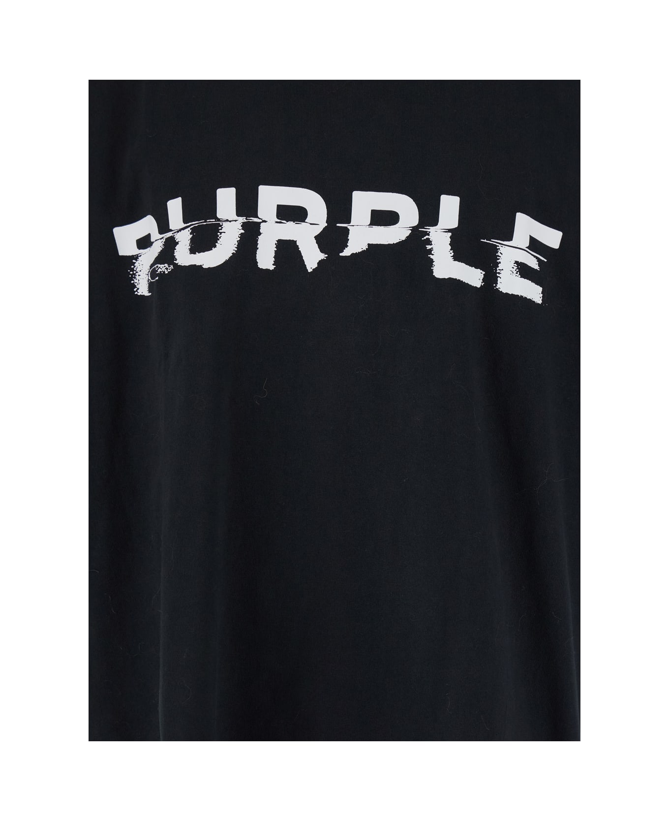 Purple Brand Black Crewneck T-shirt With Maxi Logo Lettering On The Front In Cotton Man - Black