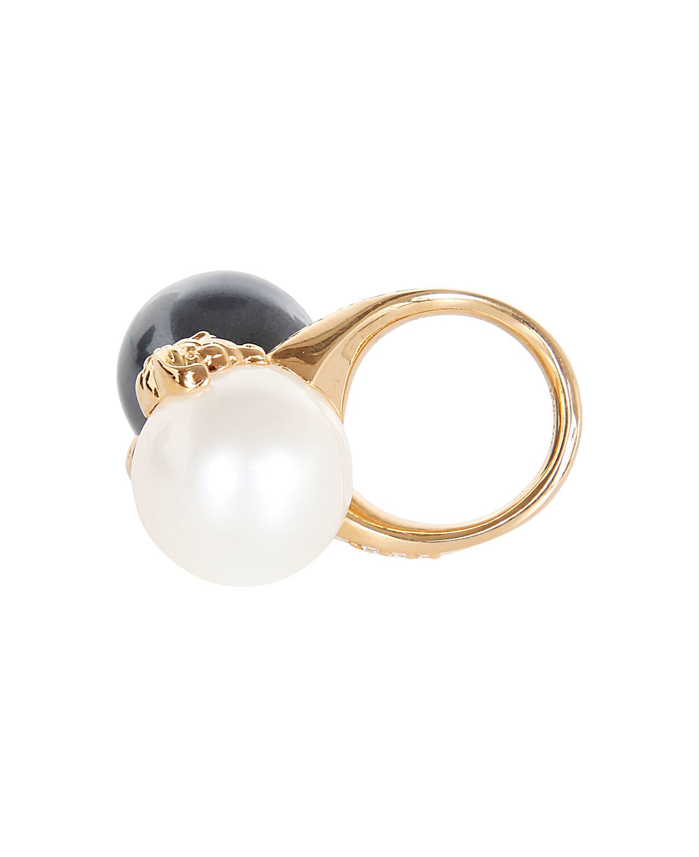 Versace Double Pearl Ring - Gold Versace White Black