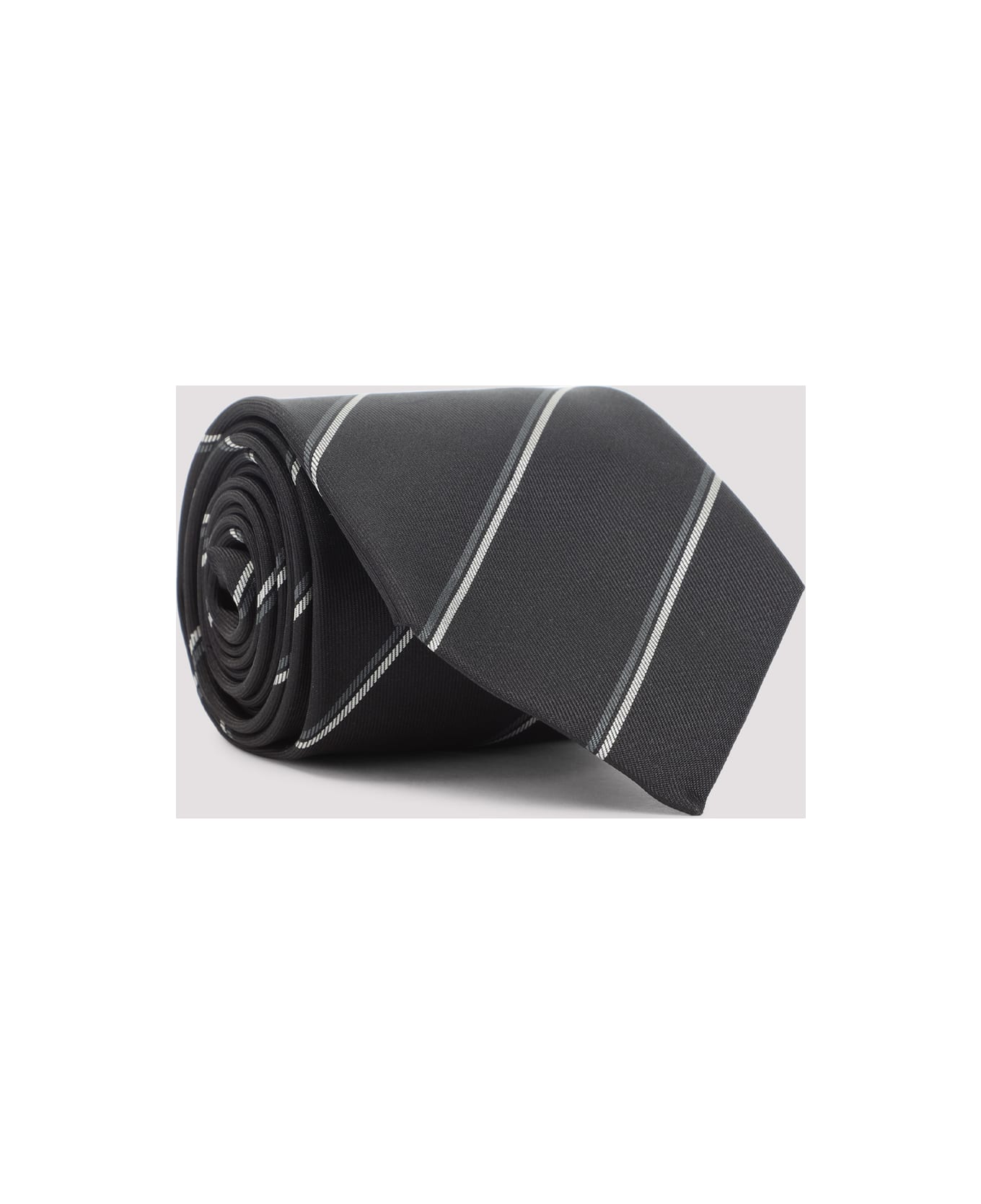 Saint Laurent Silk Tie - Black Medium Grey