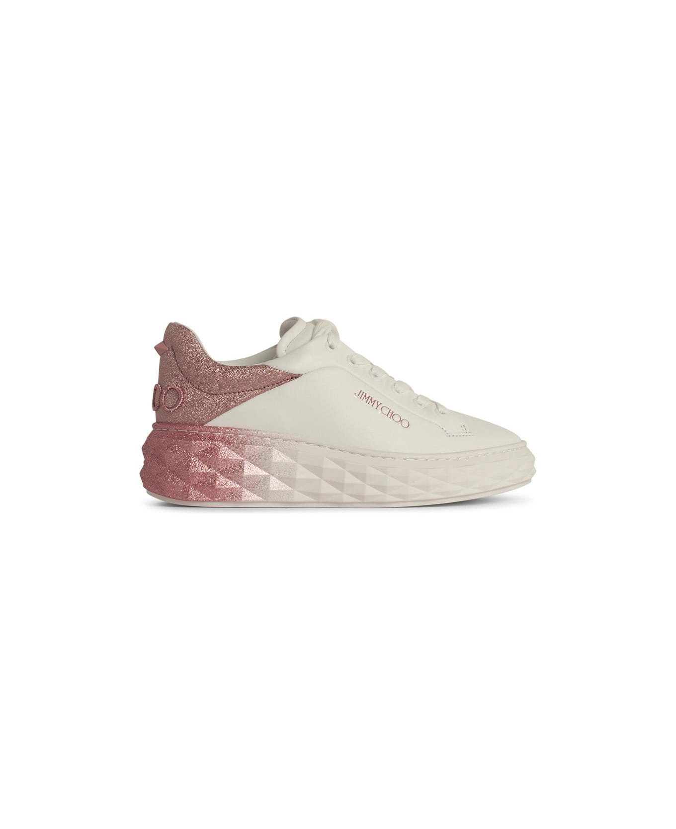 Jimmy Choo 
diamond
 Pink Leather Sneakers - White