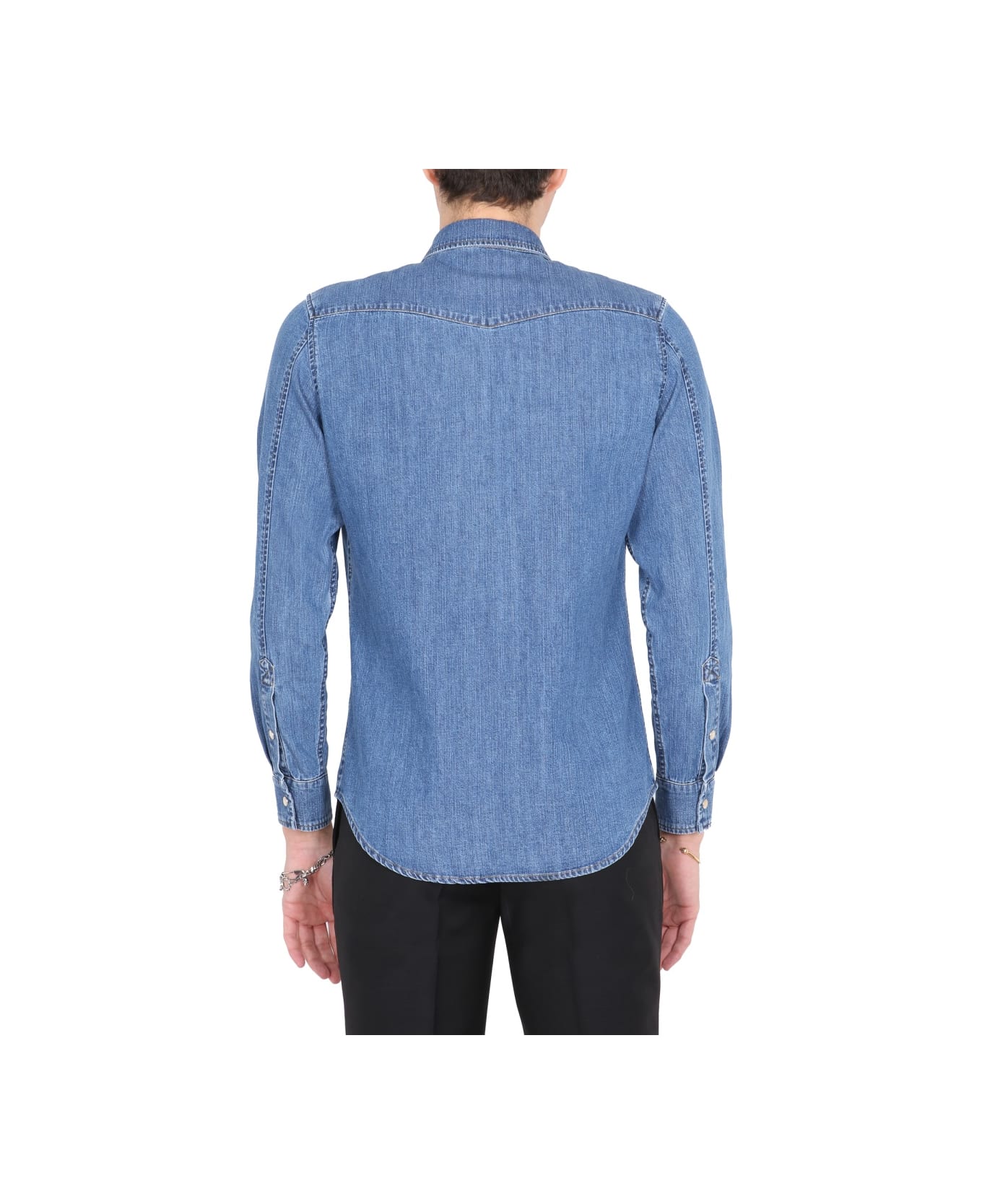 Alexander McQueen Shirt With Embroidered Logo - BLUE