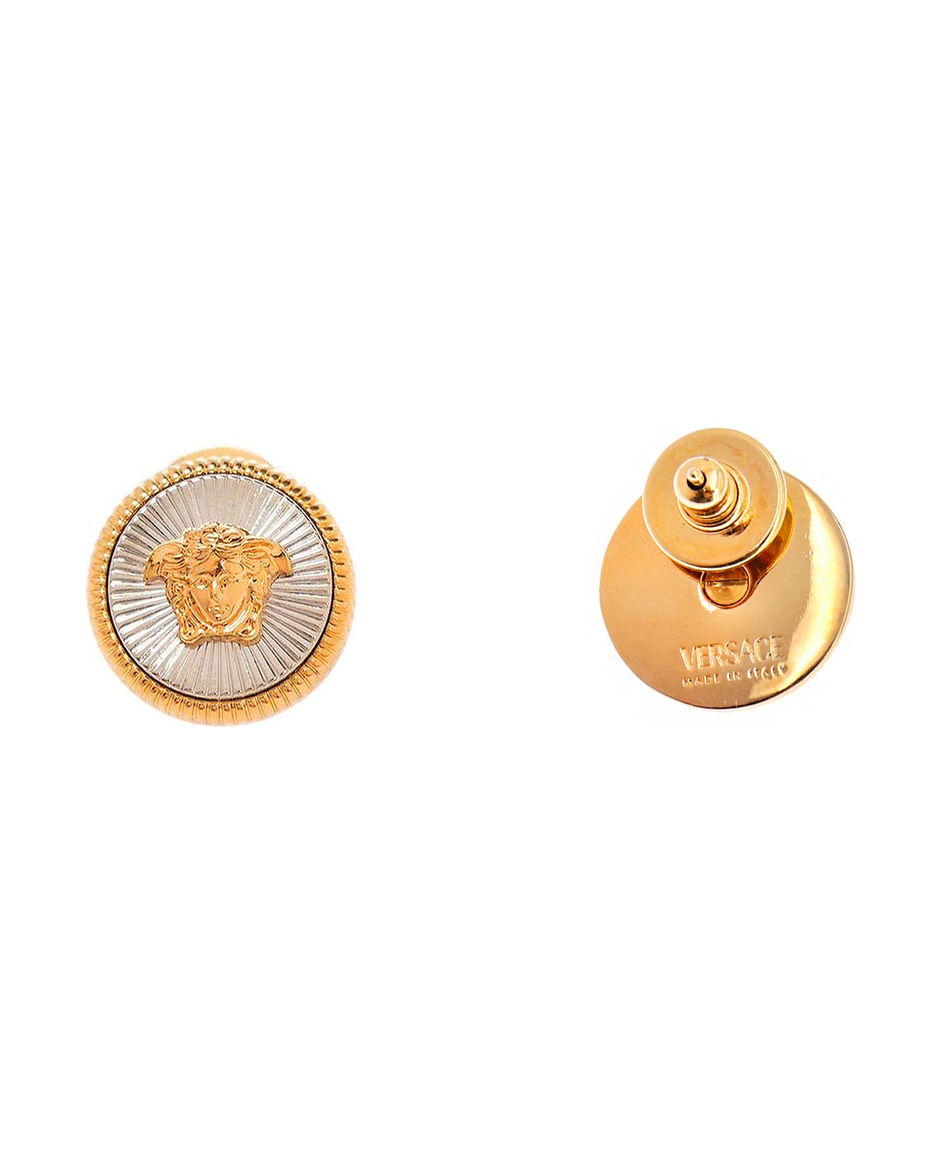Versace Silver And Gold Earrings With Medusa Detail In Metal Woman - Gold