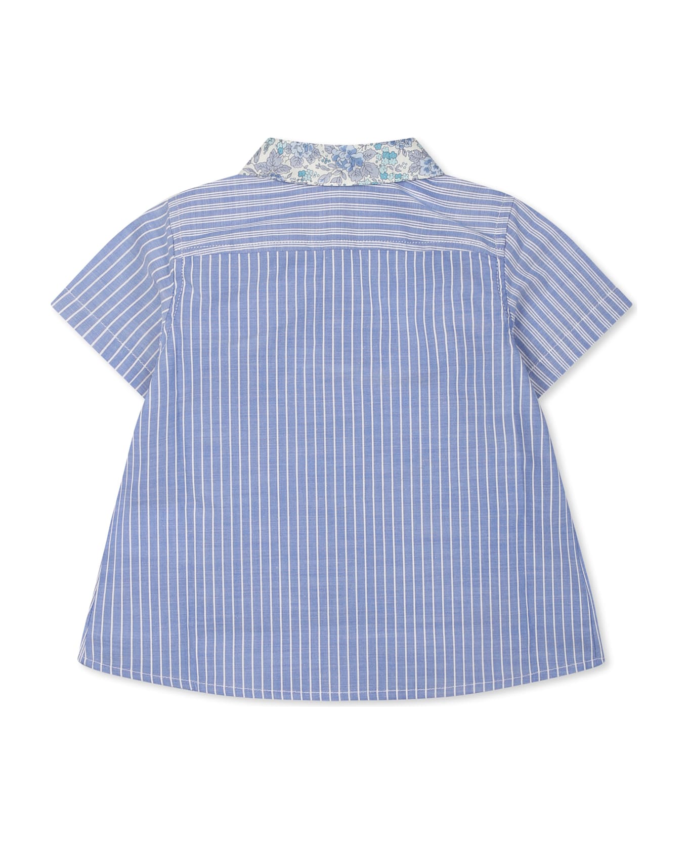 Bonpoint Light Blue Shirt For Baby Girl With Floral Print - Light Blue