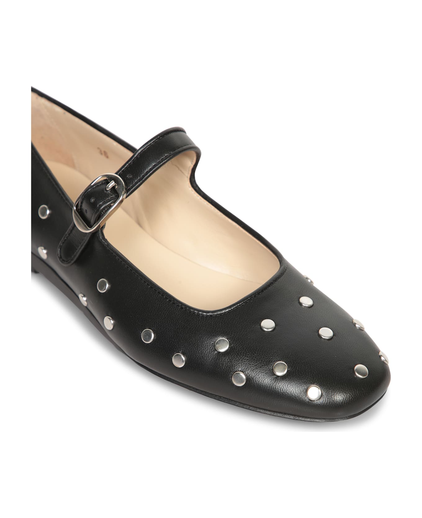 Le Monde Beryl Black Studded Leather Mary Jane - Black