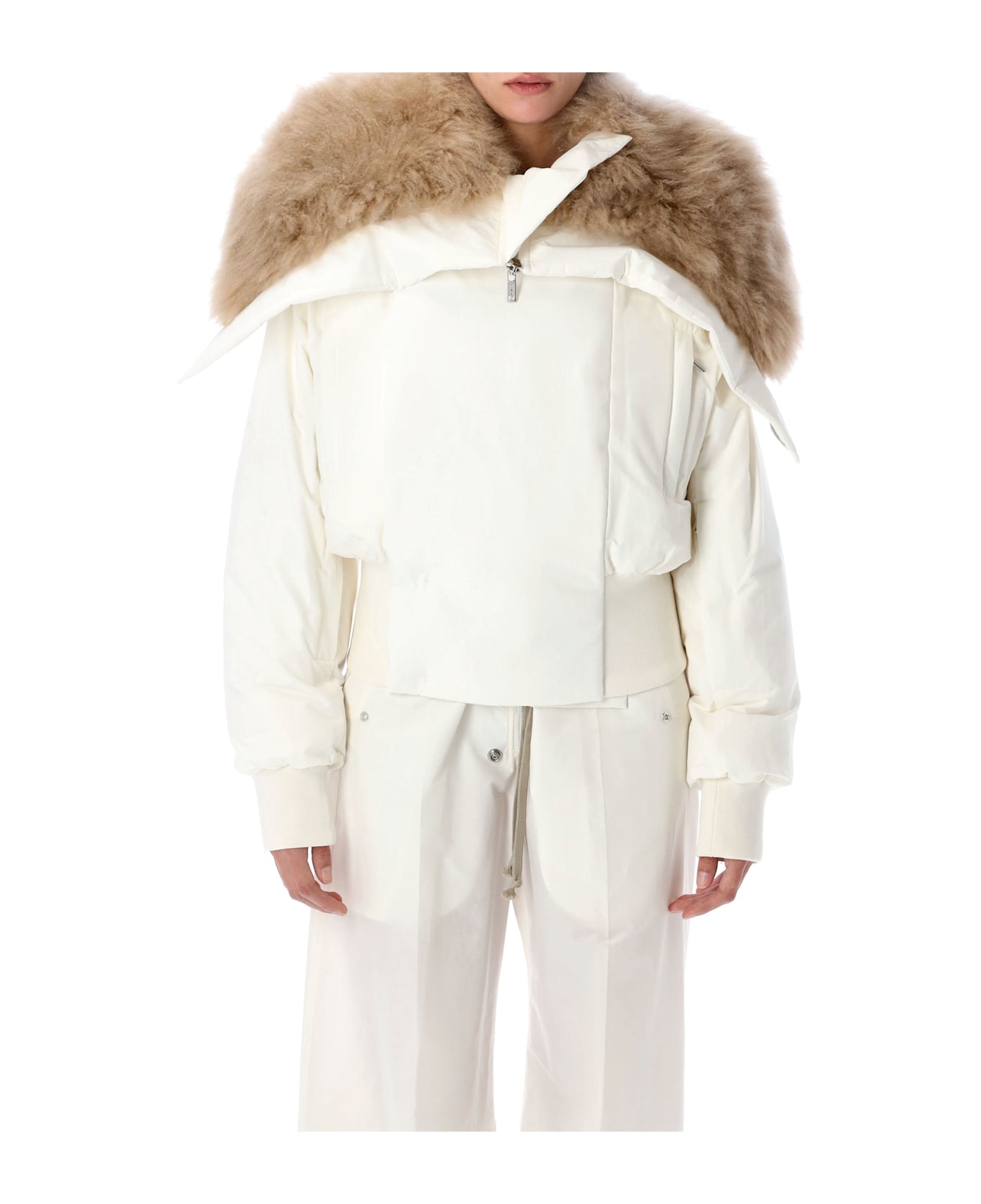 Moncler + Rick Owens Alice Hooded Short Down Jacket - MILK