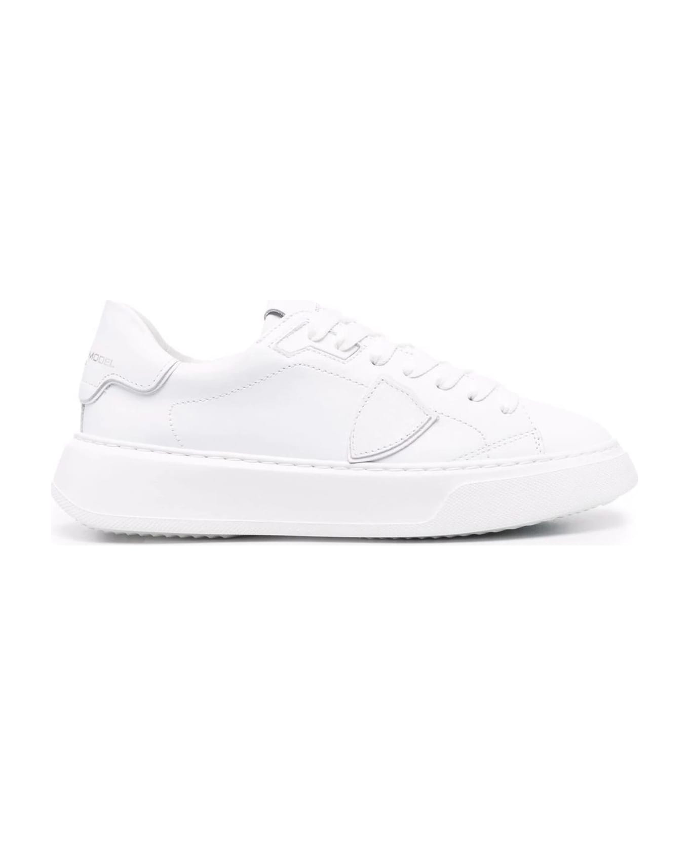 Philippe Model White Leather Temple Sneakers - Bianco