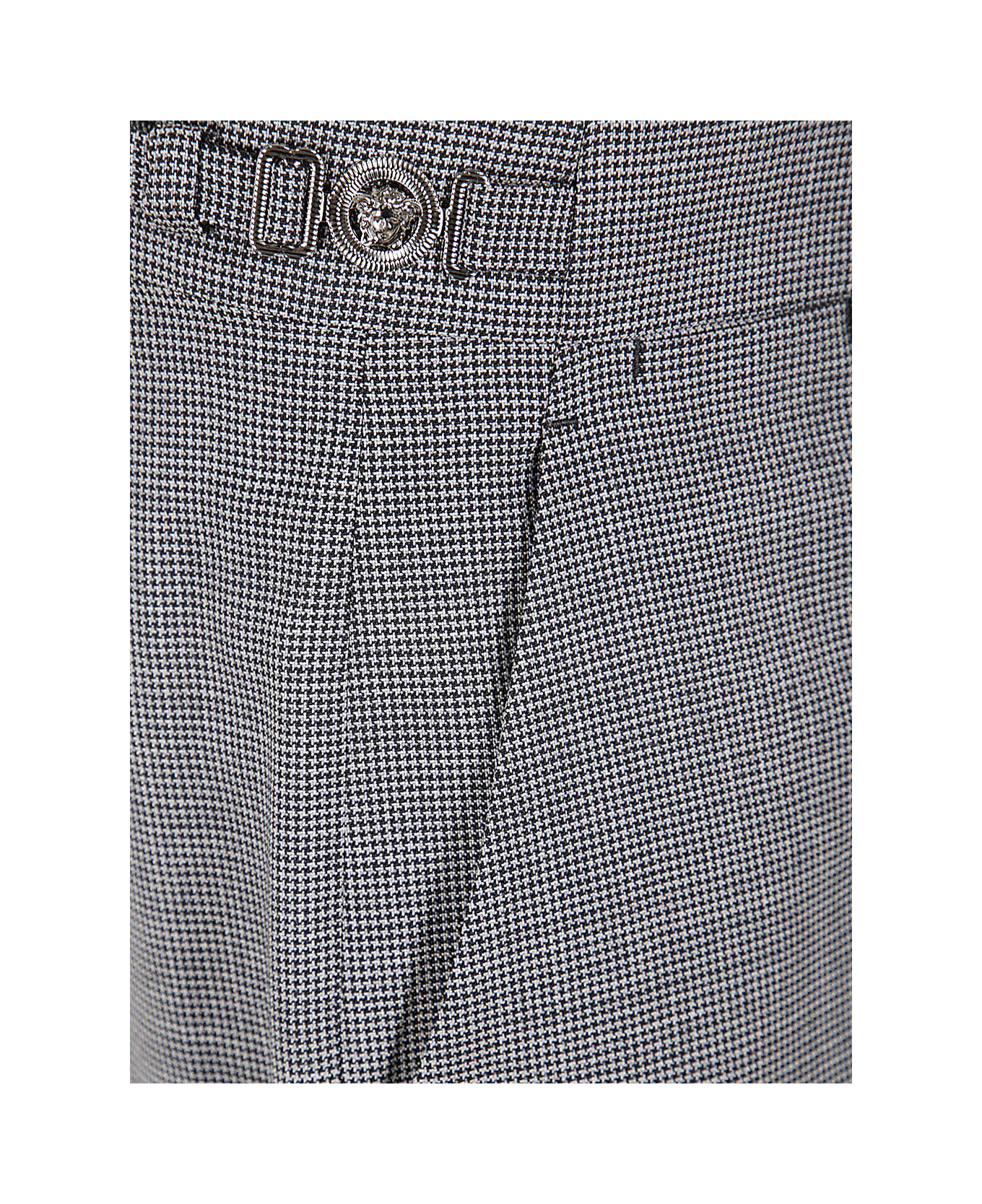 Versace Formal Pant Micro Pattern Wool Fabric - Concrete Melange Black