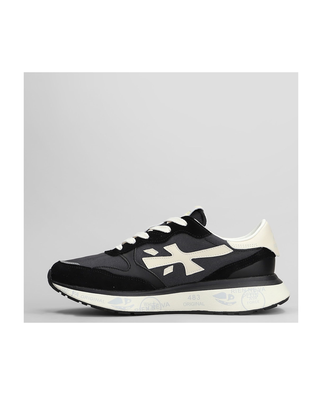 Premiata Lauryn Sneakers In Black Suede And Fabric - black