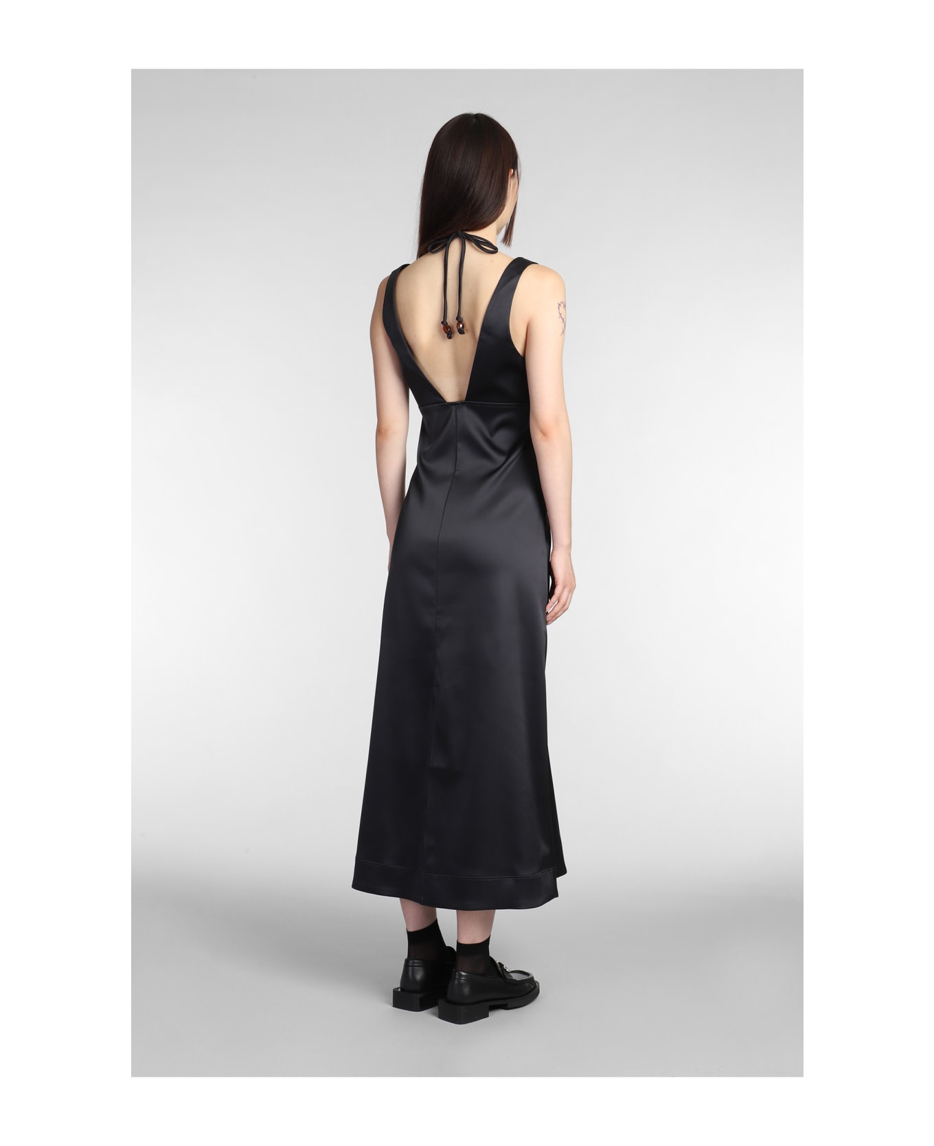 Ganni Dress In Black Polyester - Black
