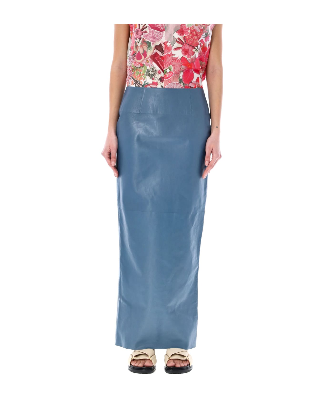 Marni Shiny Leather Pencil Skirt - OPAL