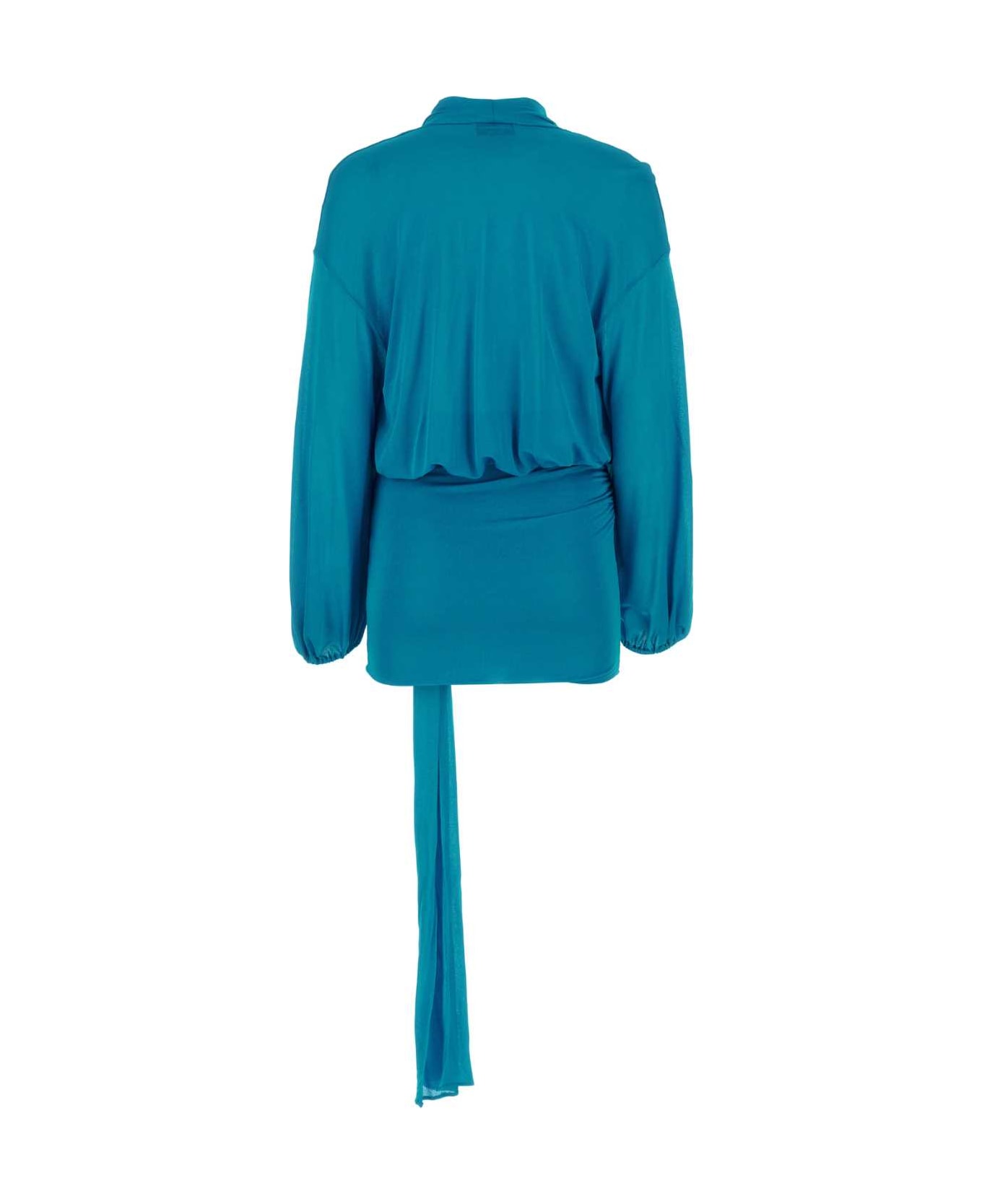 Blumarine Turquoise Jersey Mini Dress - BLUEJEWEL ワンピース＆ドレス