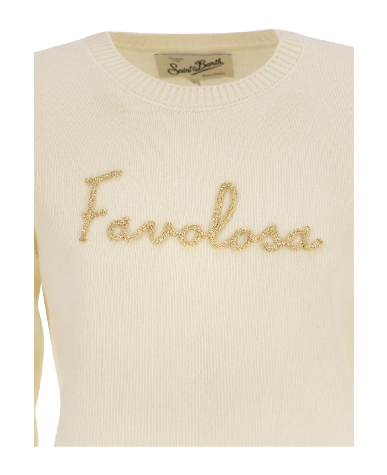 MC2 Saint Barth Wool And Alpaca Blend Jumper With Favolosa Embroidery - Cream
