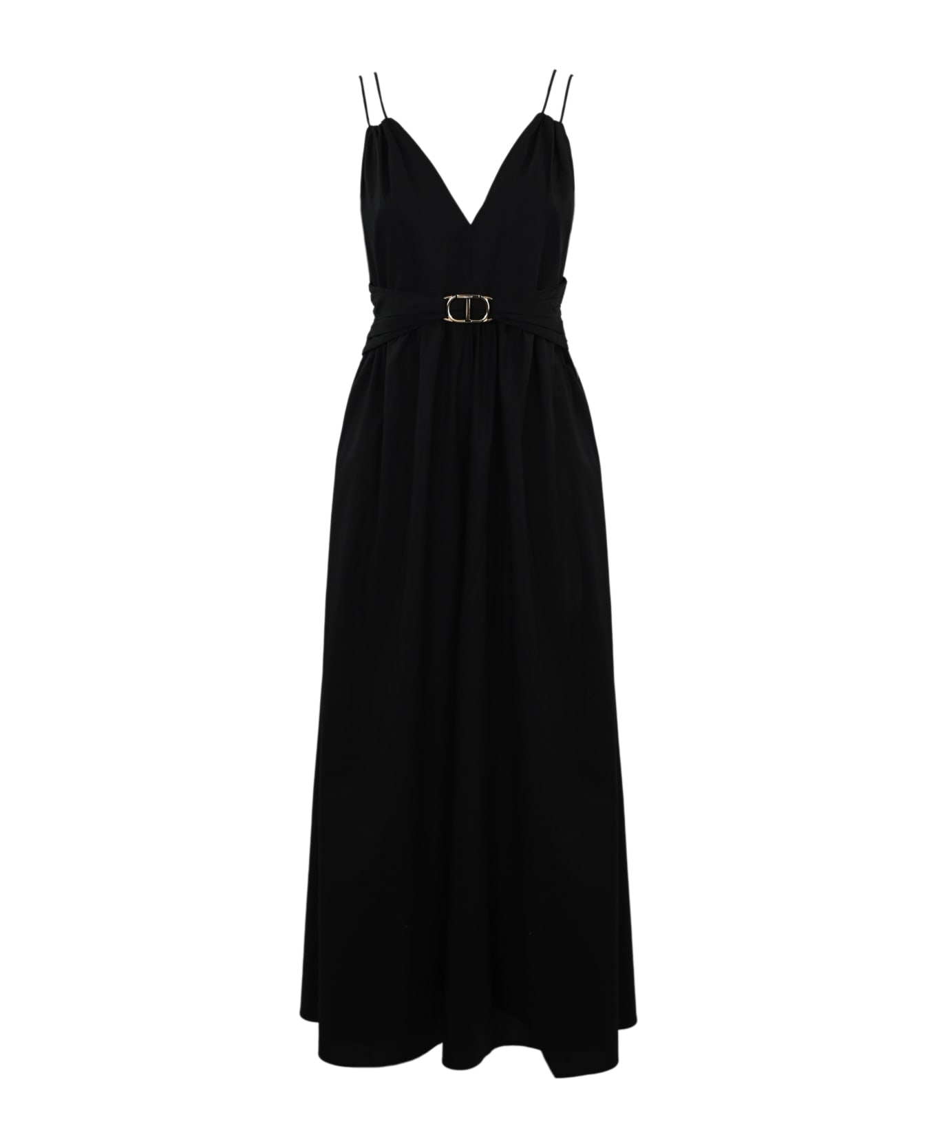 TwinSet Poplin Dress With Oval T Logo - Nero ワンピース＆ドレス