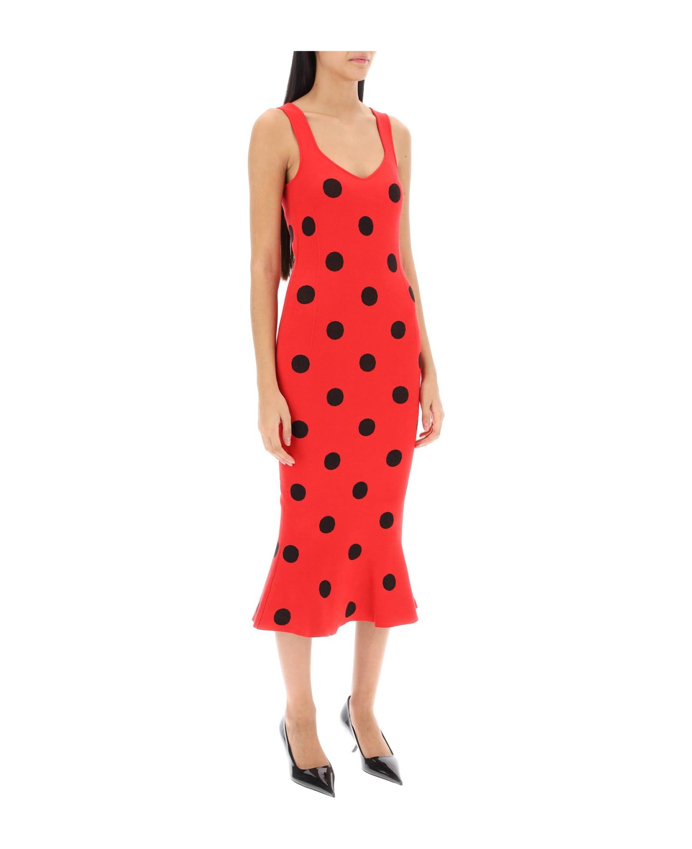 Marni Polka Dot Knit Midi Dress - TULIP (Red)