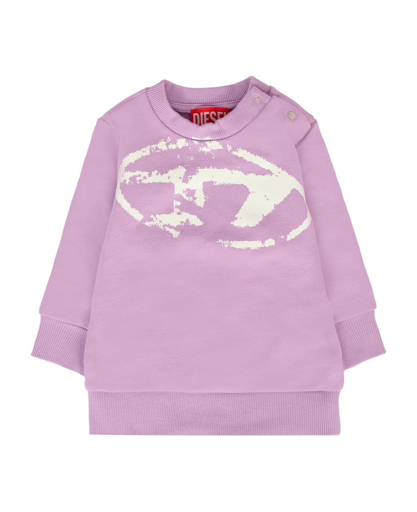 Diesel Lilac Sweatshirt For Baby Girl With Logo - Lilac