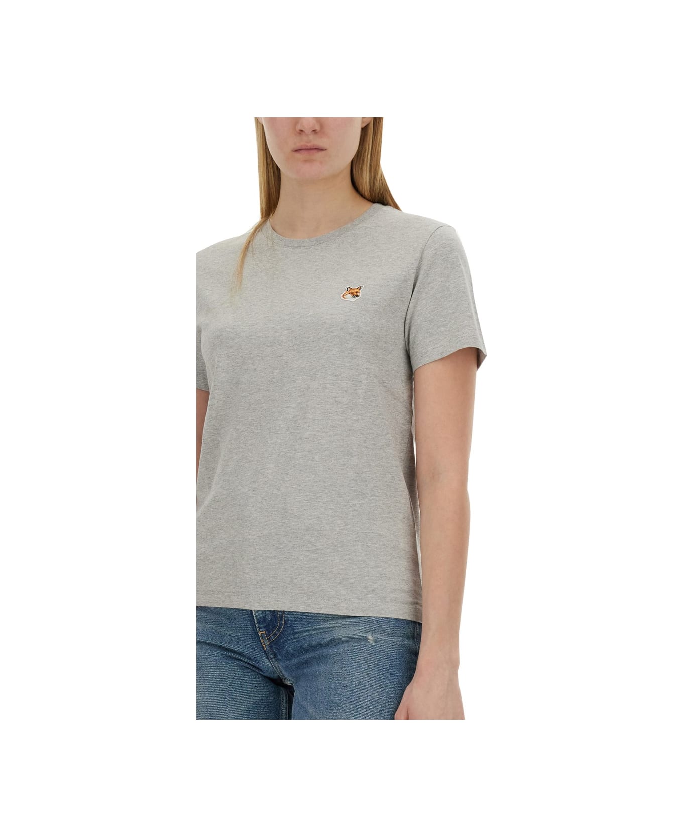 Maison Kitsuné T-shirt With Fox Patch - GREY