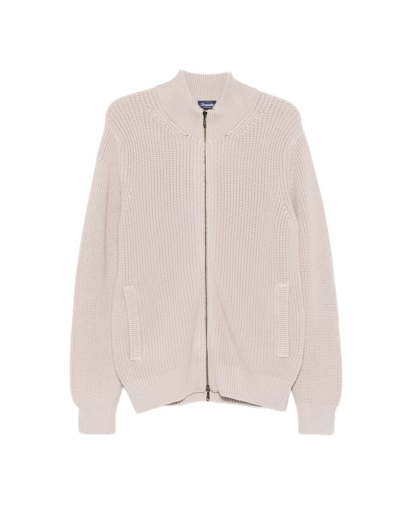 Drumohr Oyster-colored Ribbed Sweater - Beige