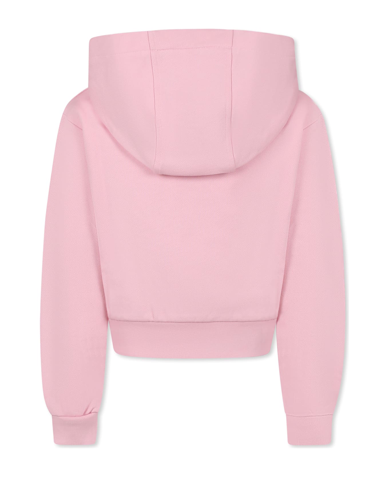 Versace Pink Crop Sweatshirt For Girl With Embroidered Flower Logo - Pink