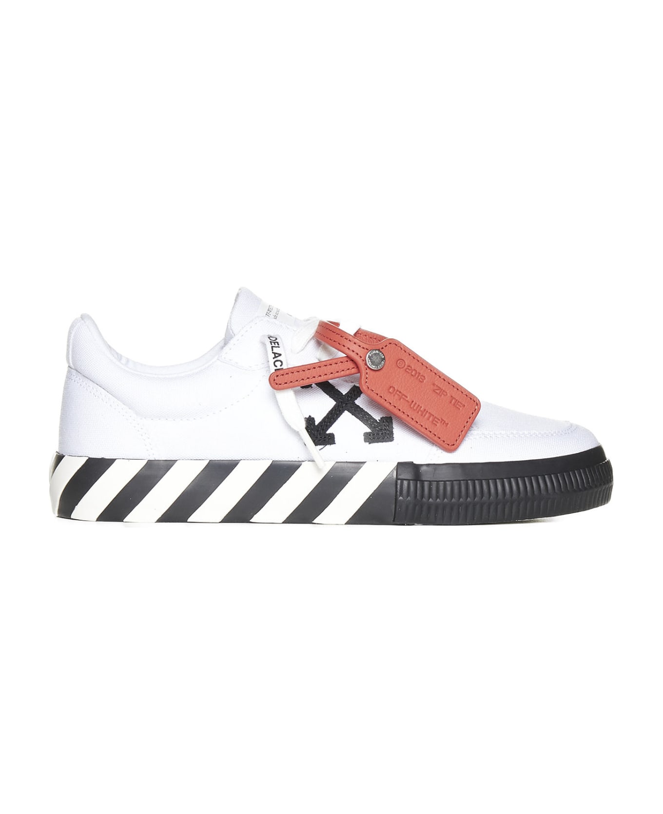 Off-White Low Vulcanized Canvas Sneakers - White Black スニーカー