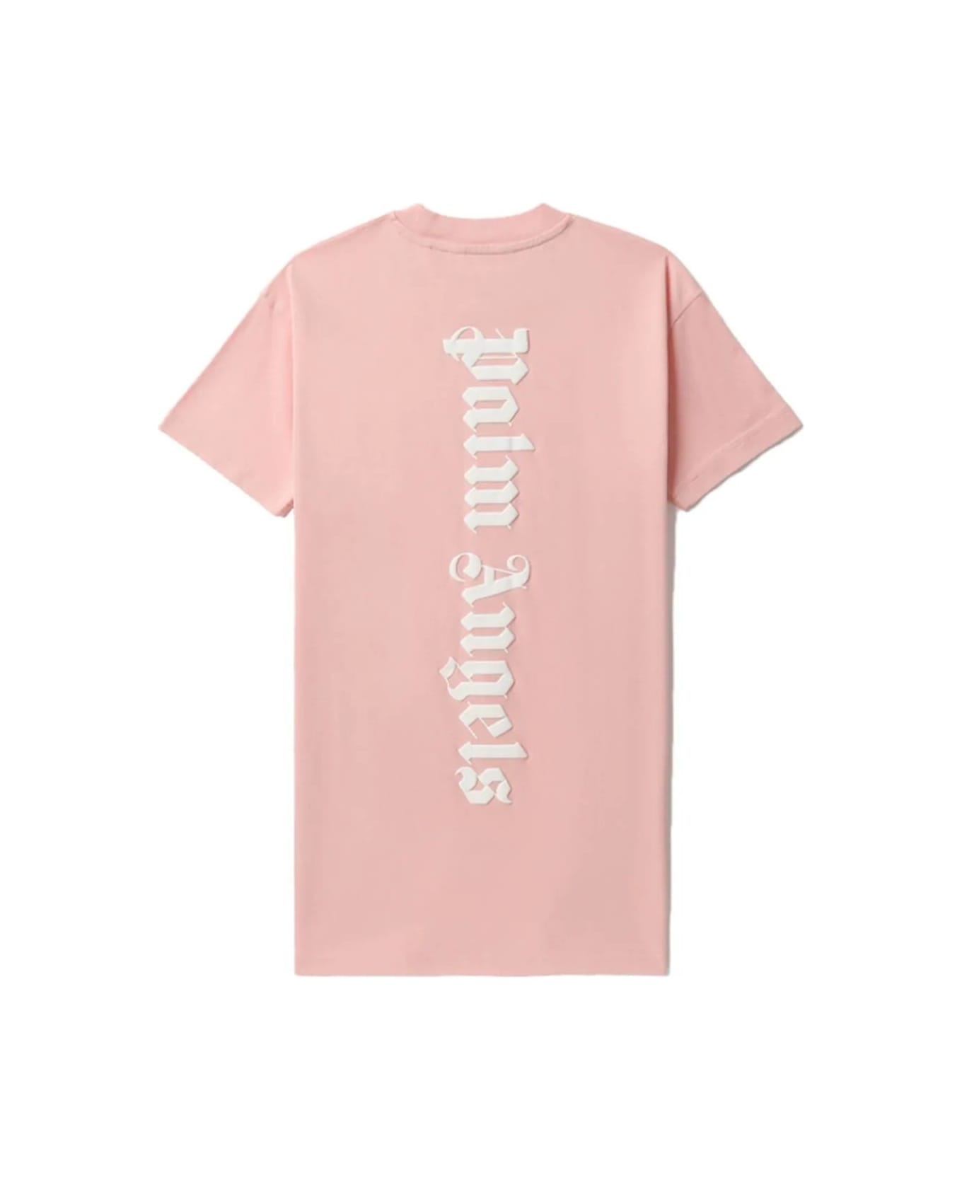 Palm Angels Pink Maxi T-shirt Dress With Front And Back Logo - Pink
