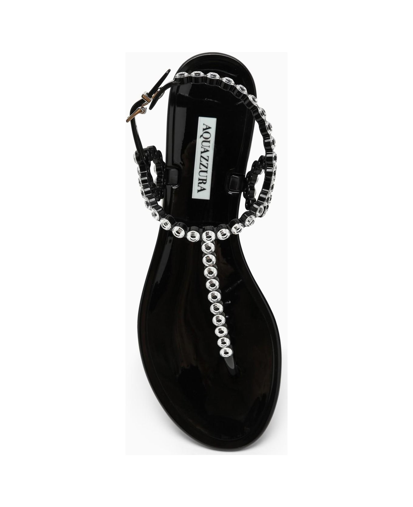 Aquazzura Almost Bare Black Sandal With Crystals - Nero