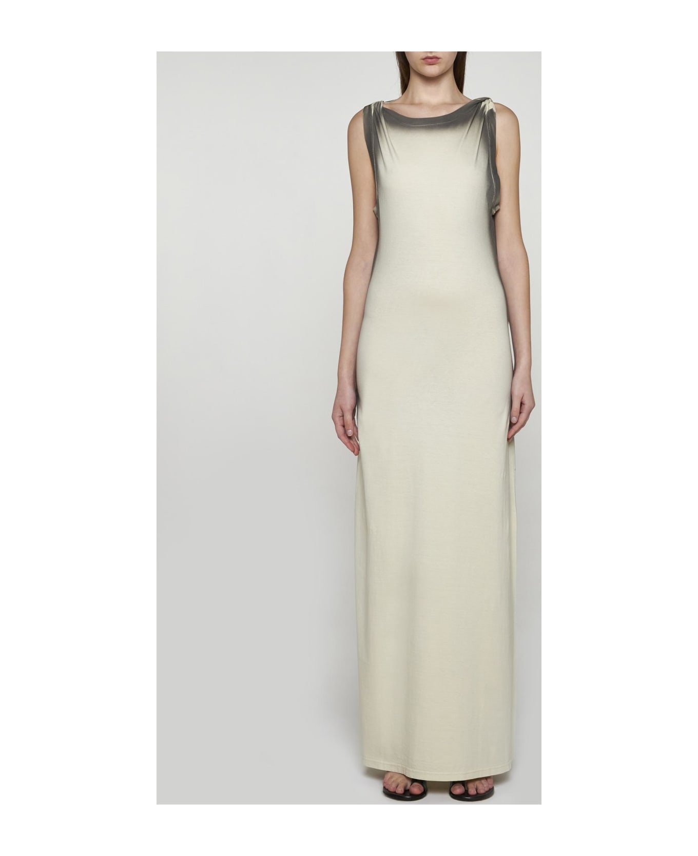 Y/Project Twisted Shoulder Cotton Long Dress - Beige