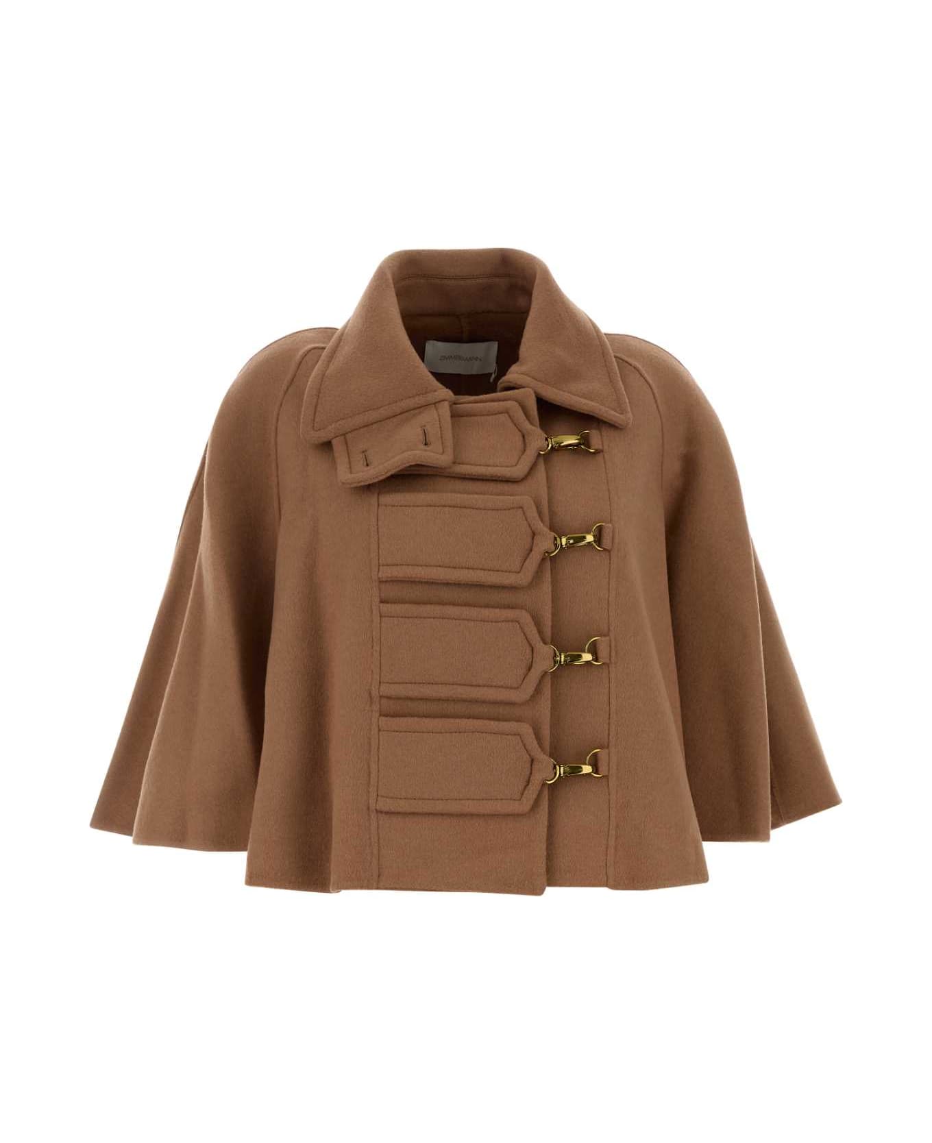 Zimmermann Peach Wool Blend Hypnotic Cape - PECAN