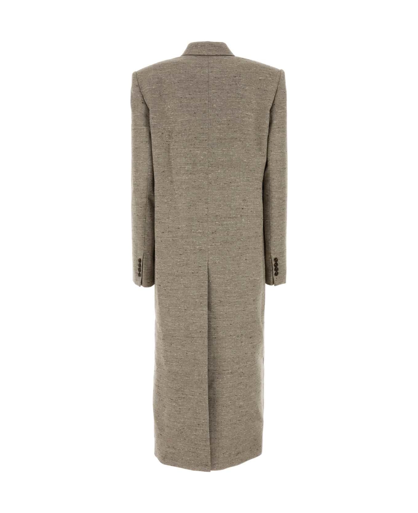 Magda Butrym Melange Cappuccino Silk Blend Coat - BEIGE