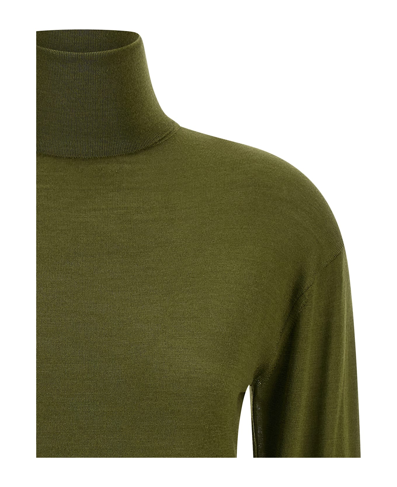 Saint Laurent Silk Cashmere Turtleneck Sweater - GREEN